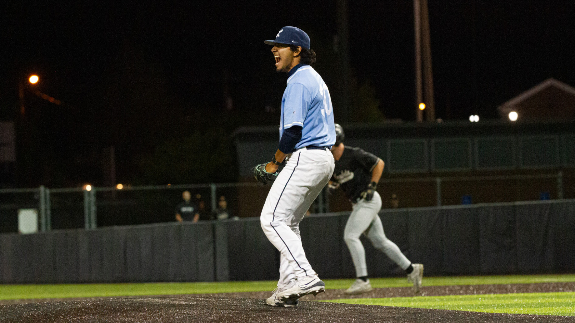 Joe Gomez celebrates a strikeout