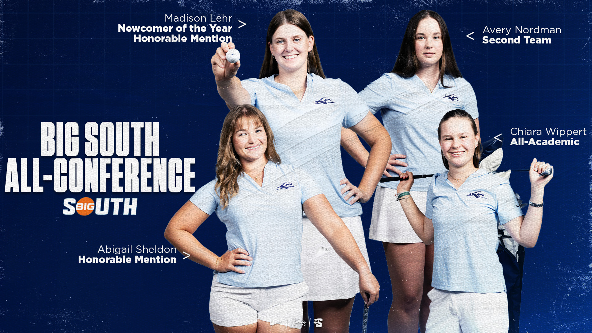 Madison Lehr, Avery Nordman, Abigail Sheldon, Chiara Wippert all earn All-Big South honors