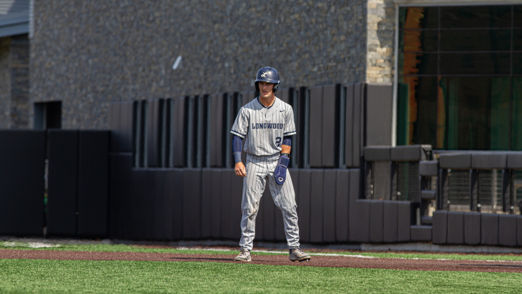 Brogan Jones stands at first base