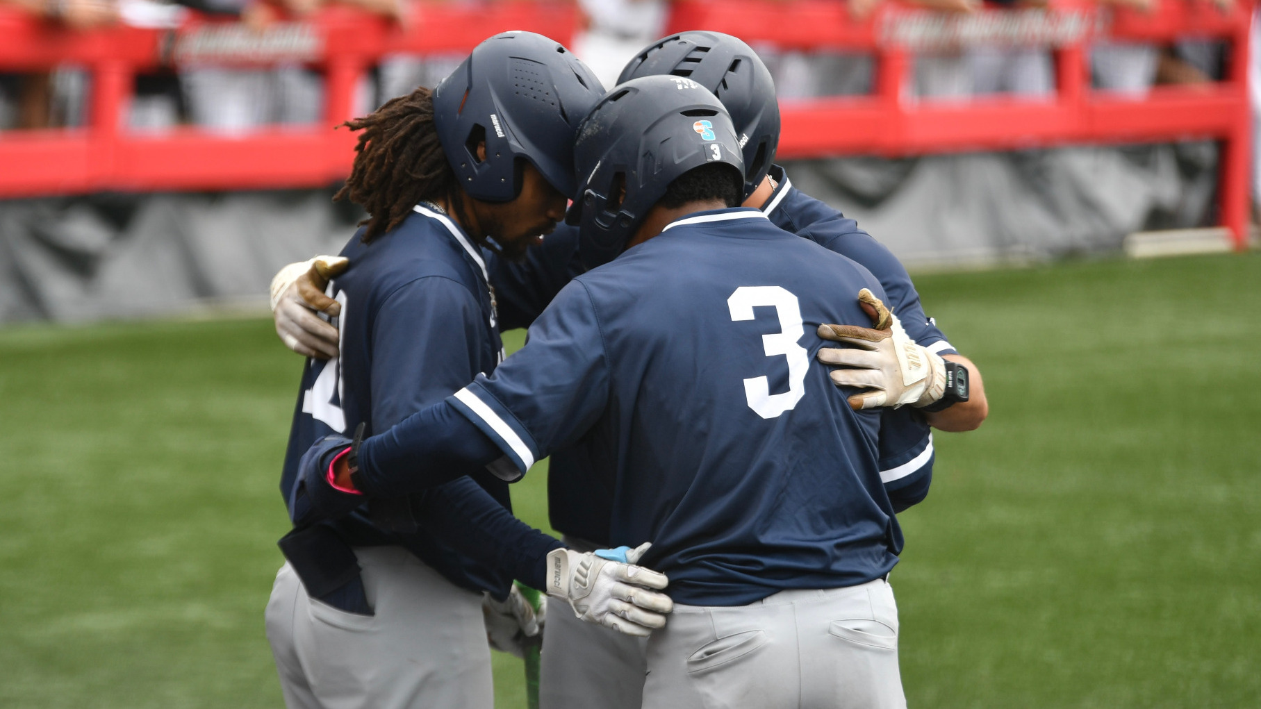 Longwood baseball team huddle