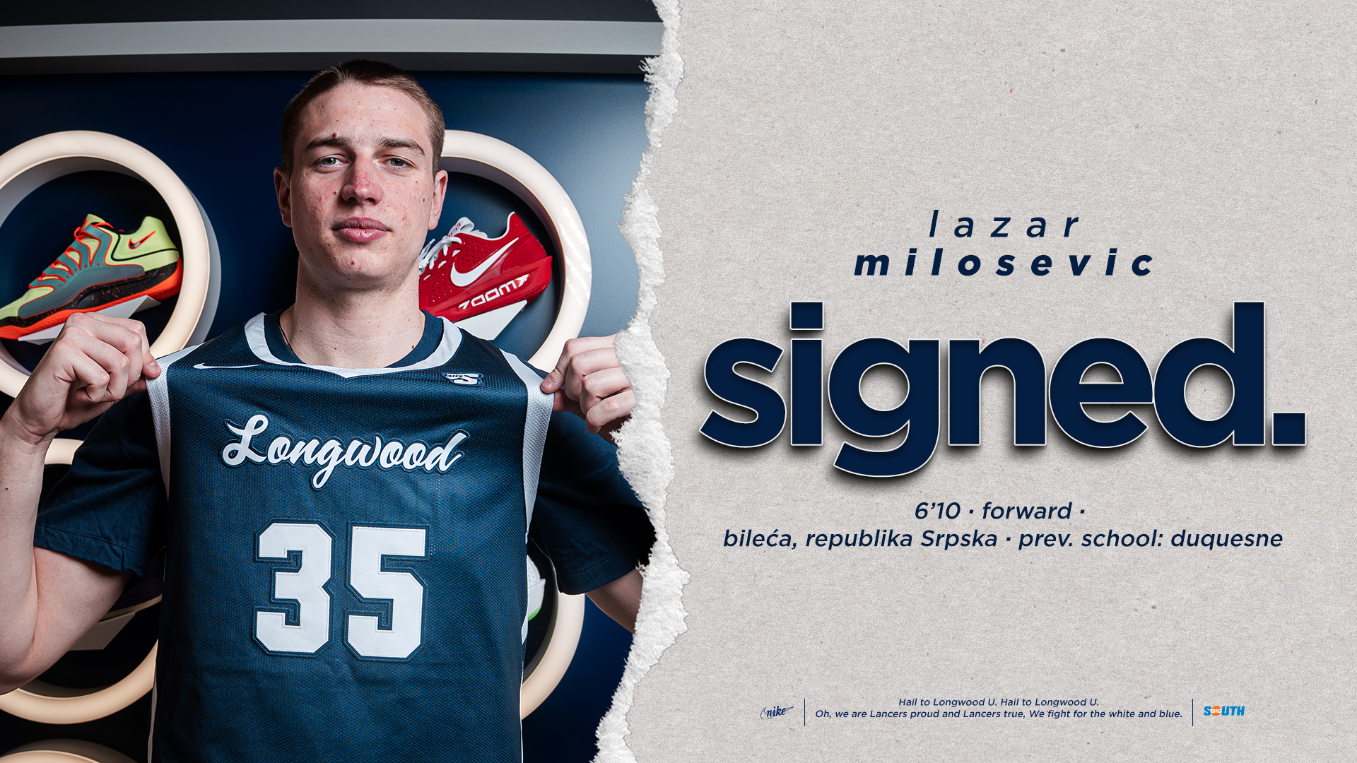 Lazar Milosevic signed to Longwood men's basketball