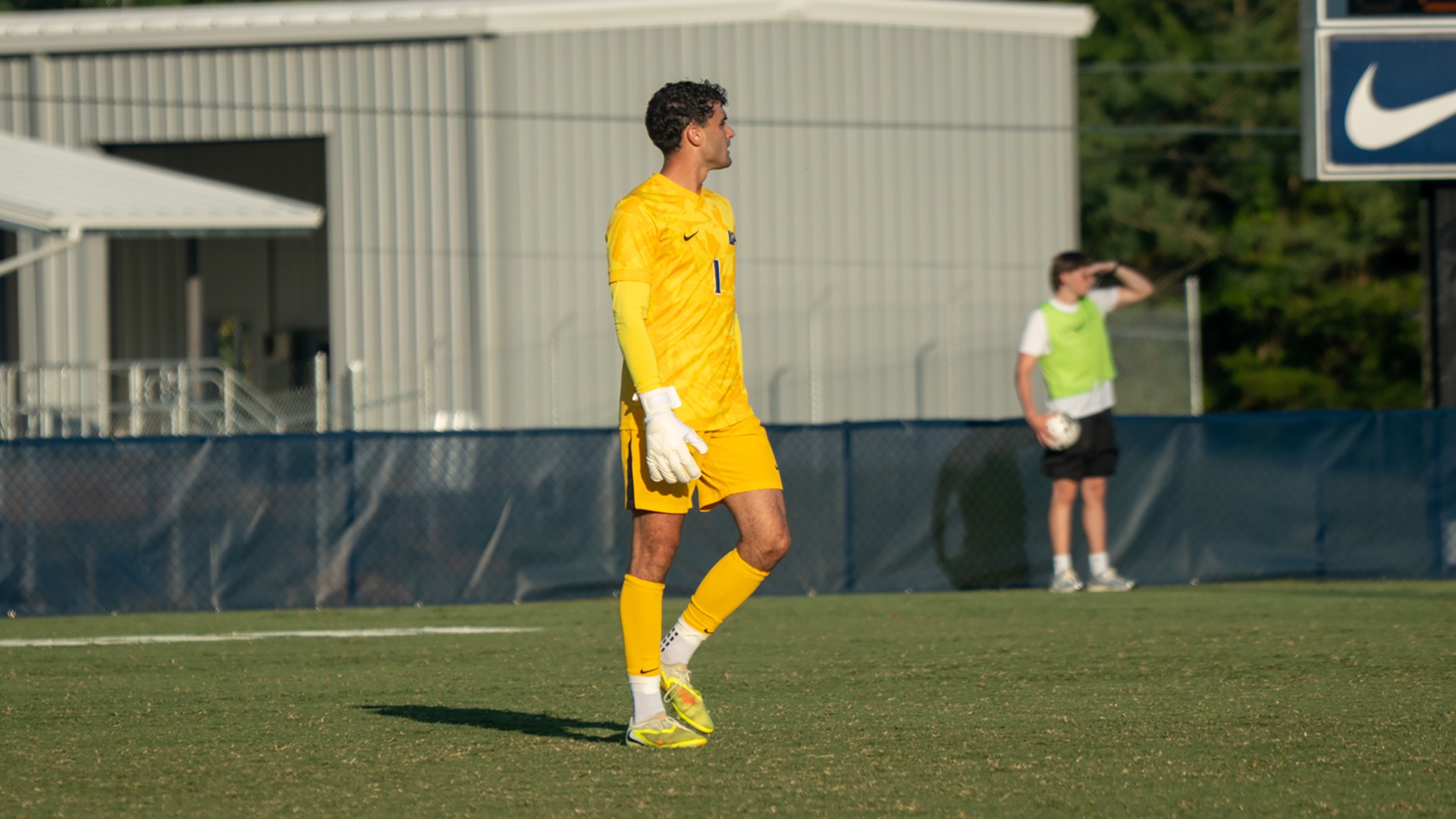 Nicolas Pucci looks on in an all yellow kit during the Lancers' home win over Coastal Carolina on Aug. 24. 