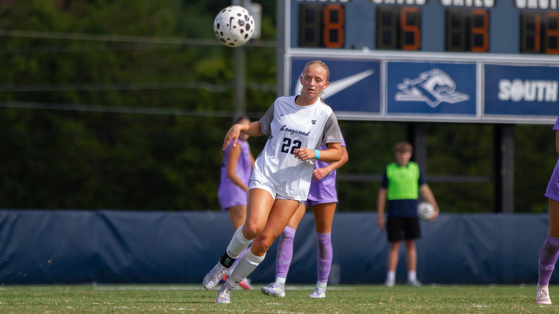 Sam Fischer plays a ball against High Point on September 19 at the Longwood Athletics Complex