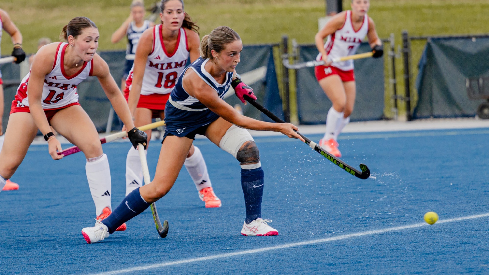 Hailey Flick takes a shot in Longwood's home match vs. Miami Ohio on Sept. 17, 2026 at Elizabeth Burger Jackson Field.