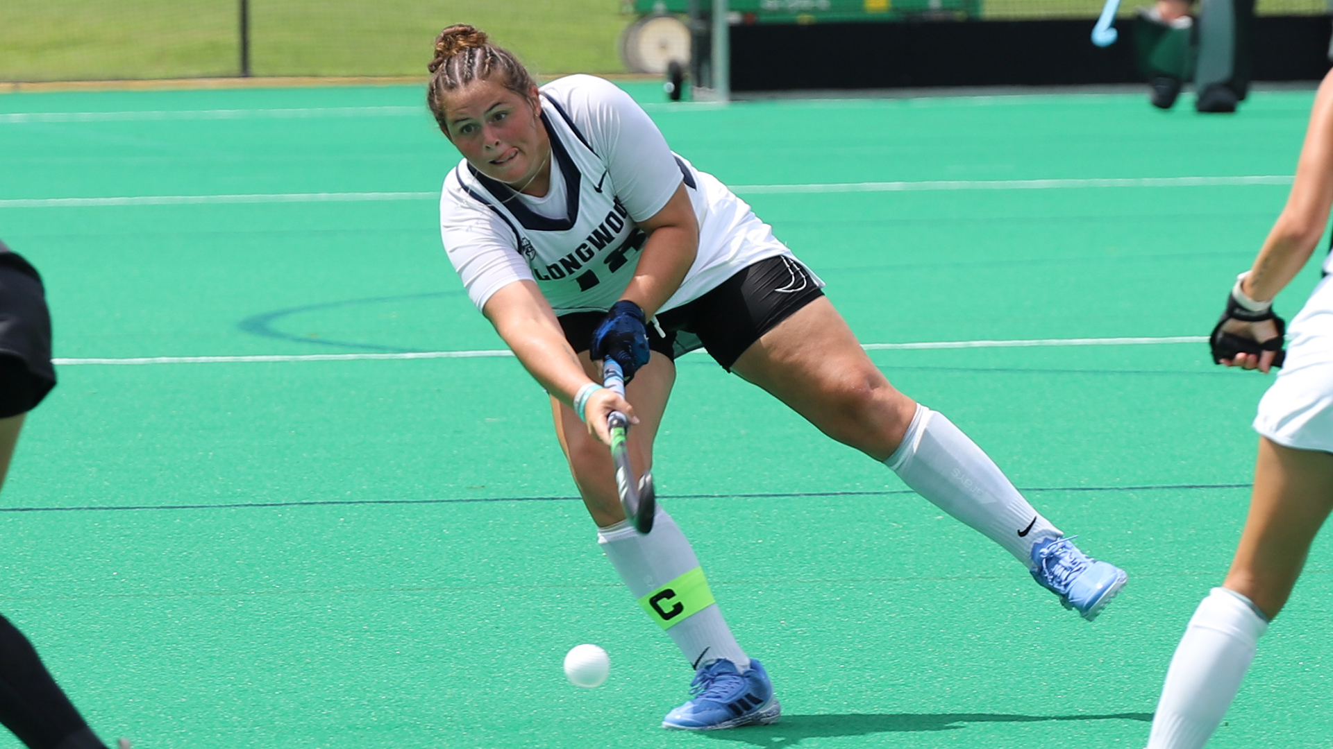 Caitlin Carraway shooting the ball towards the camera