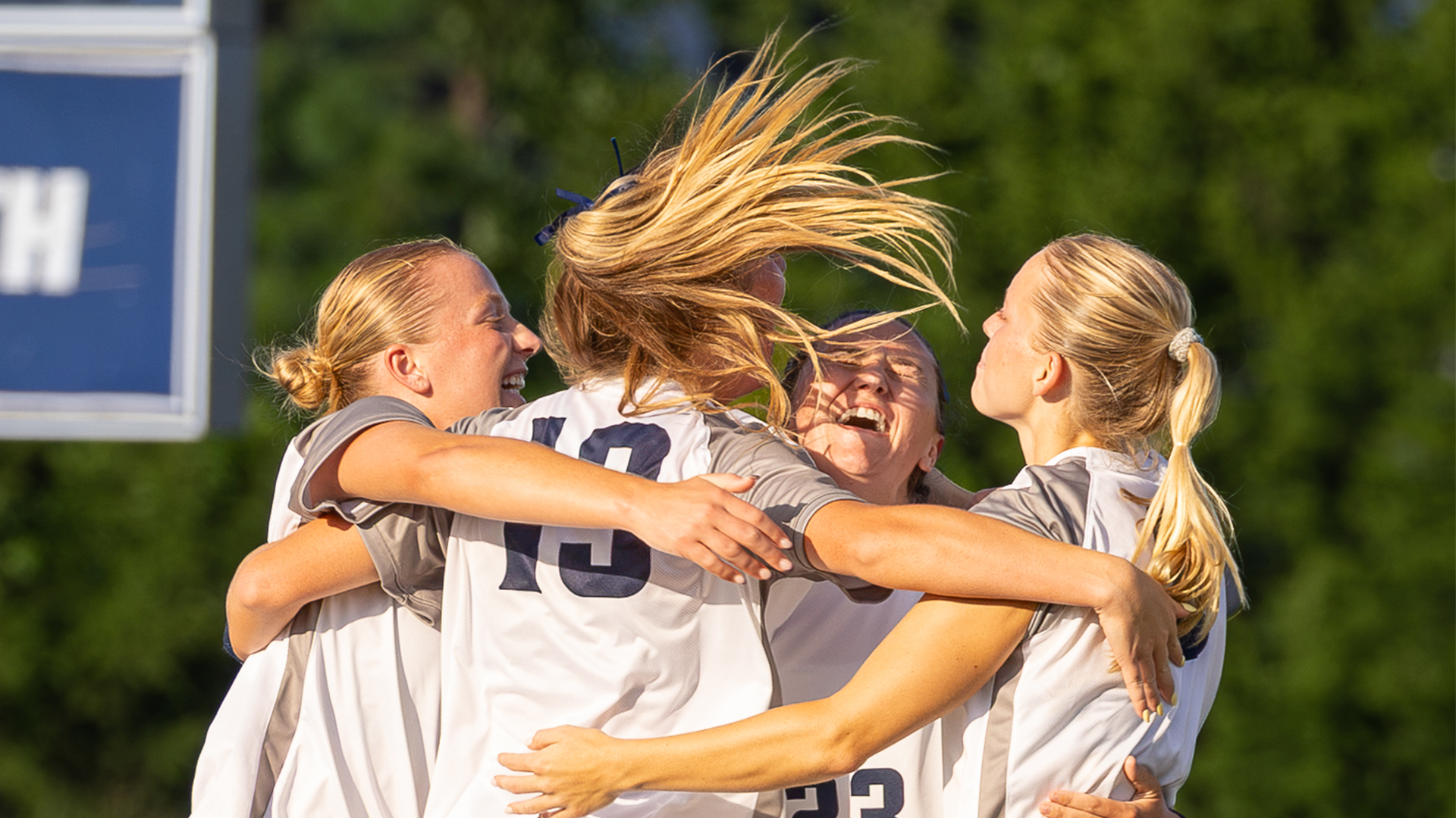 Longwood celebrates Madison Fitzptrick's goal against Hampton on September 6, 2026