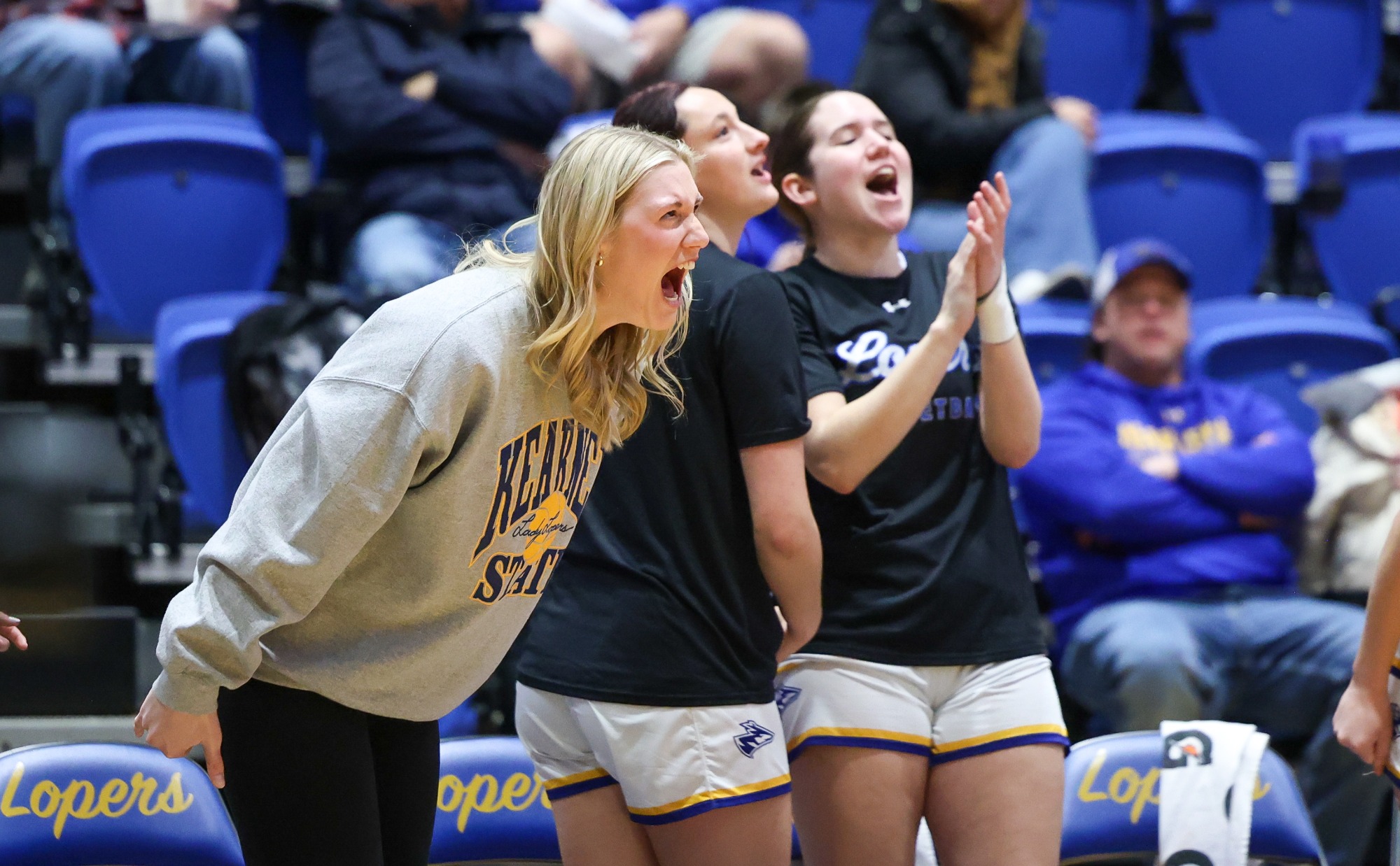 UNK WBB Bench Celebrates