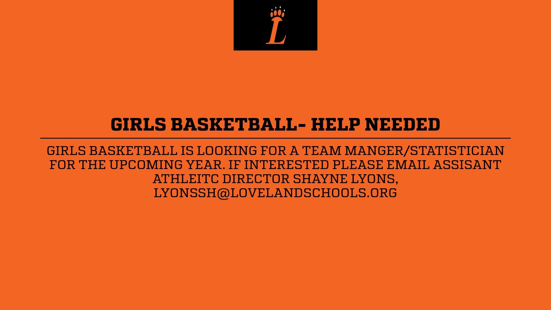 2024-25 Girls Basketball-Help Needed