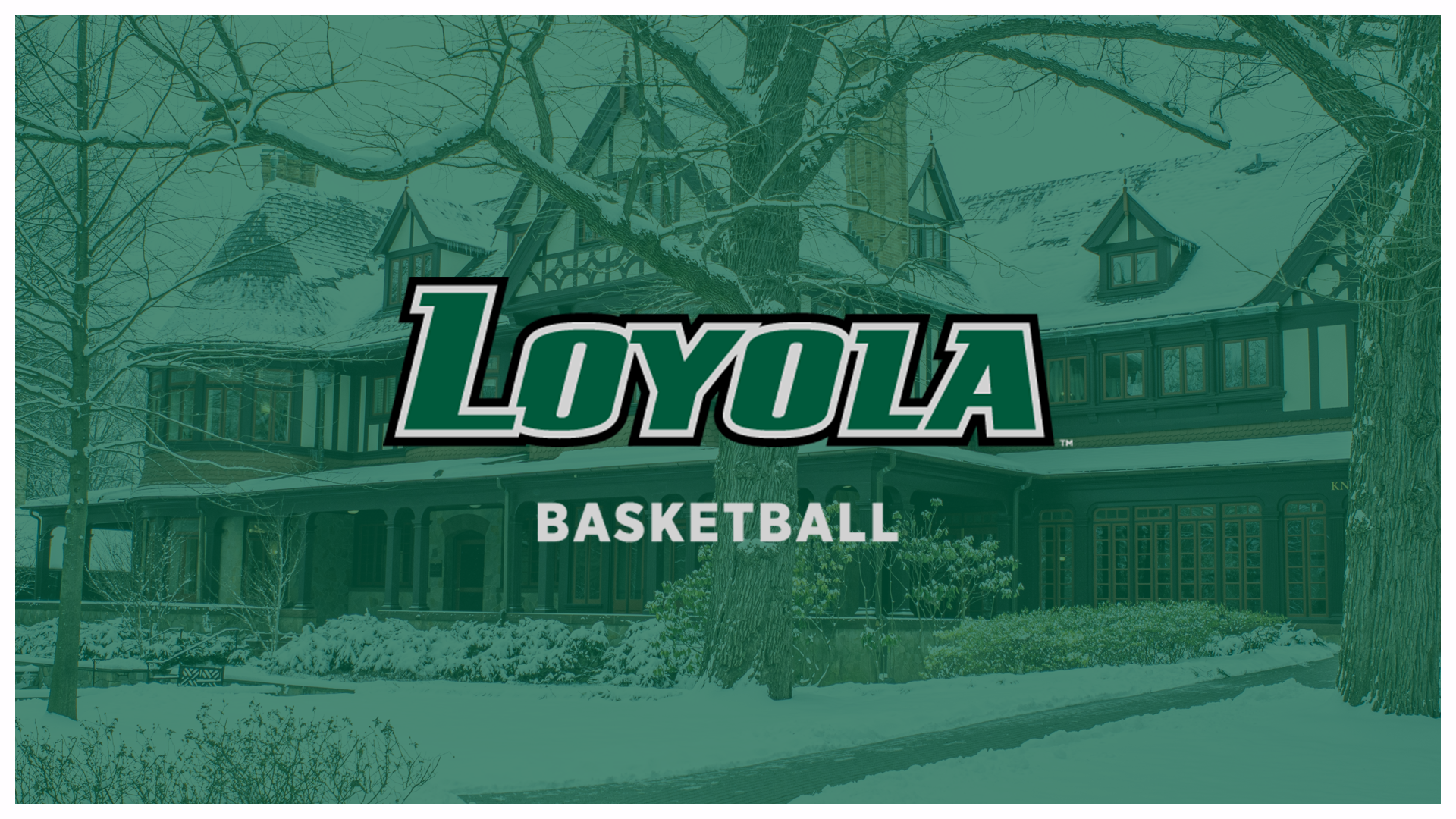 Loyola Basketball winter scene on campus