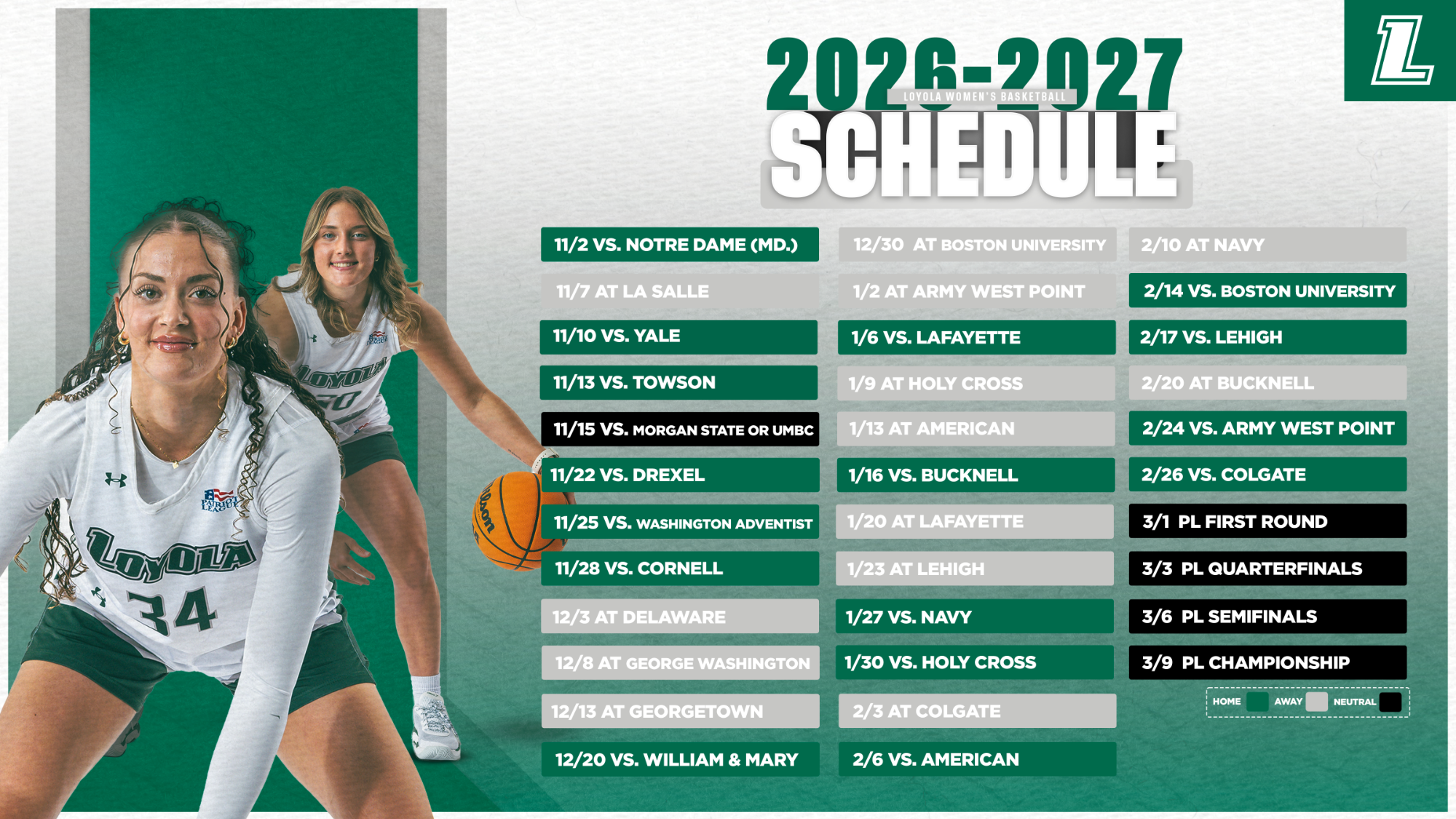 2026-2027 Loyola Greyhounds Women's Basketball Schedule