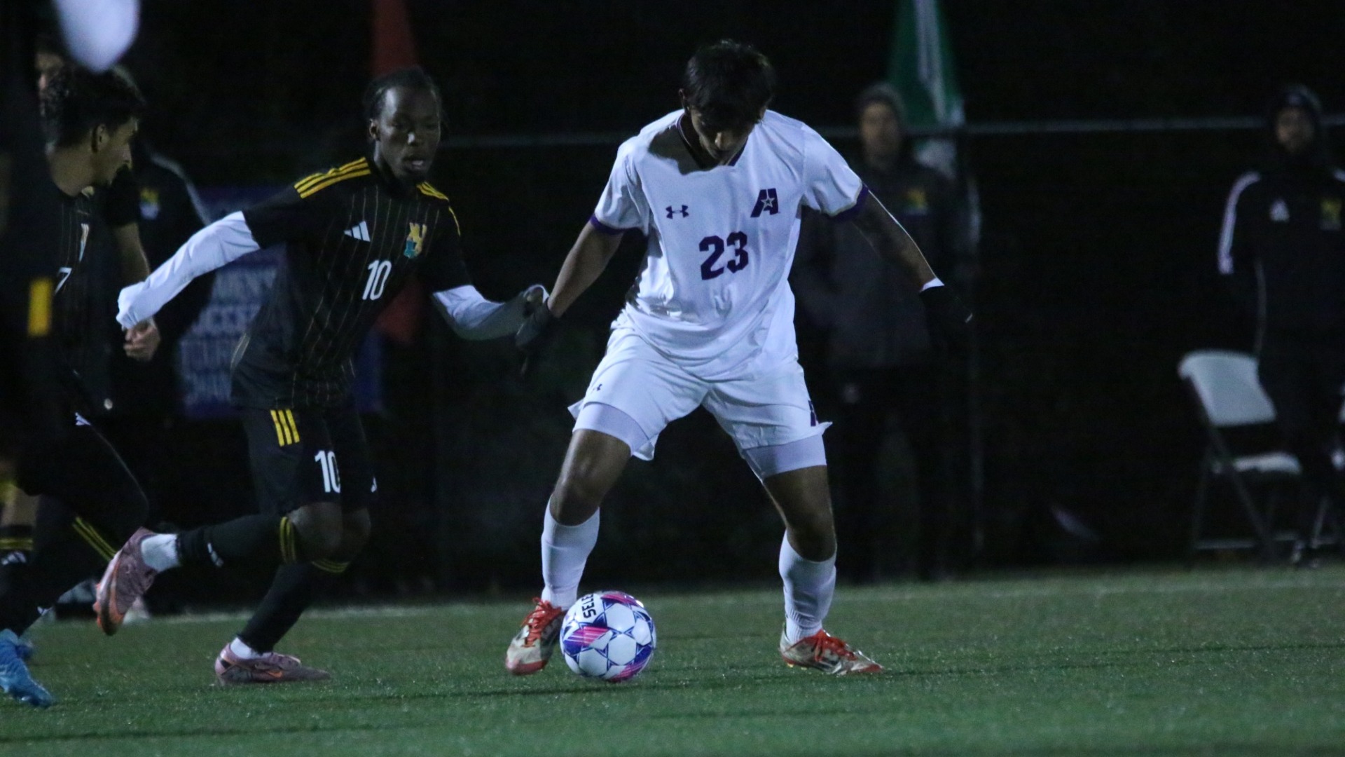Juan Buitrago moves off a defender against XULA