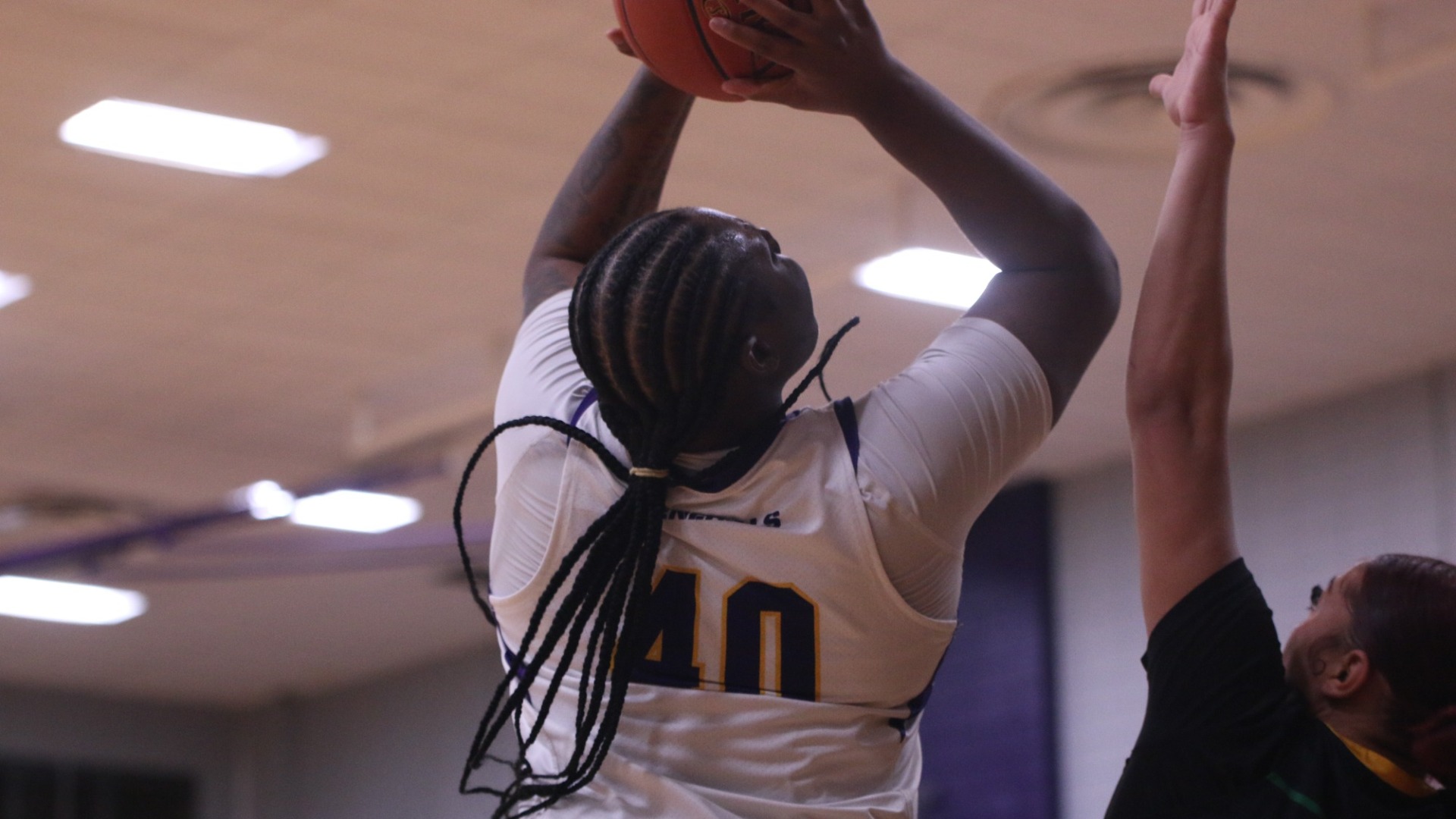 Justice Young goes up for a layup