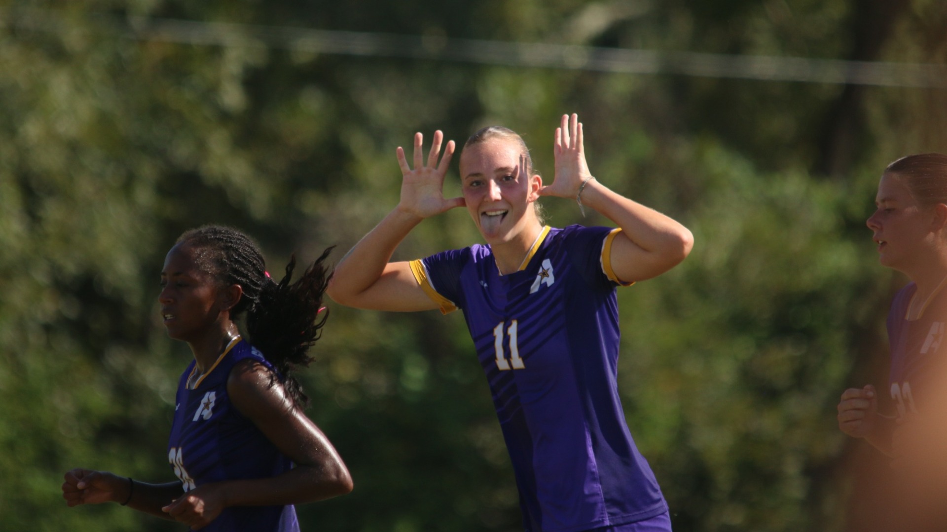 Sacha Backus celebrates after scoring a goal
