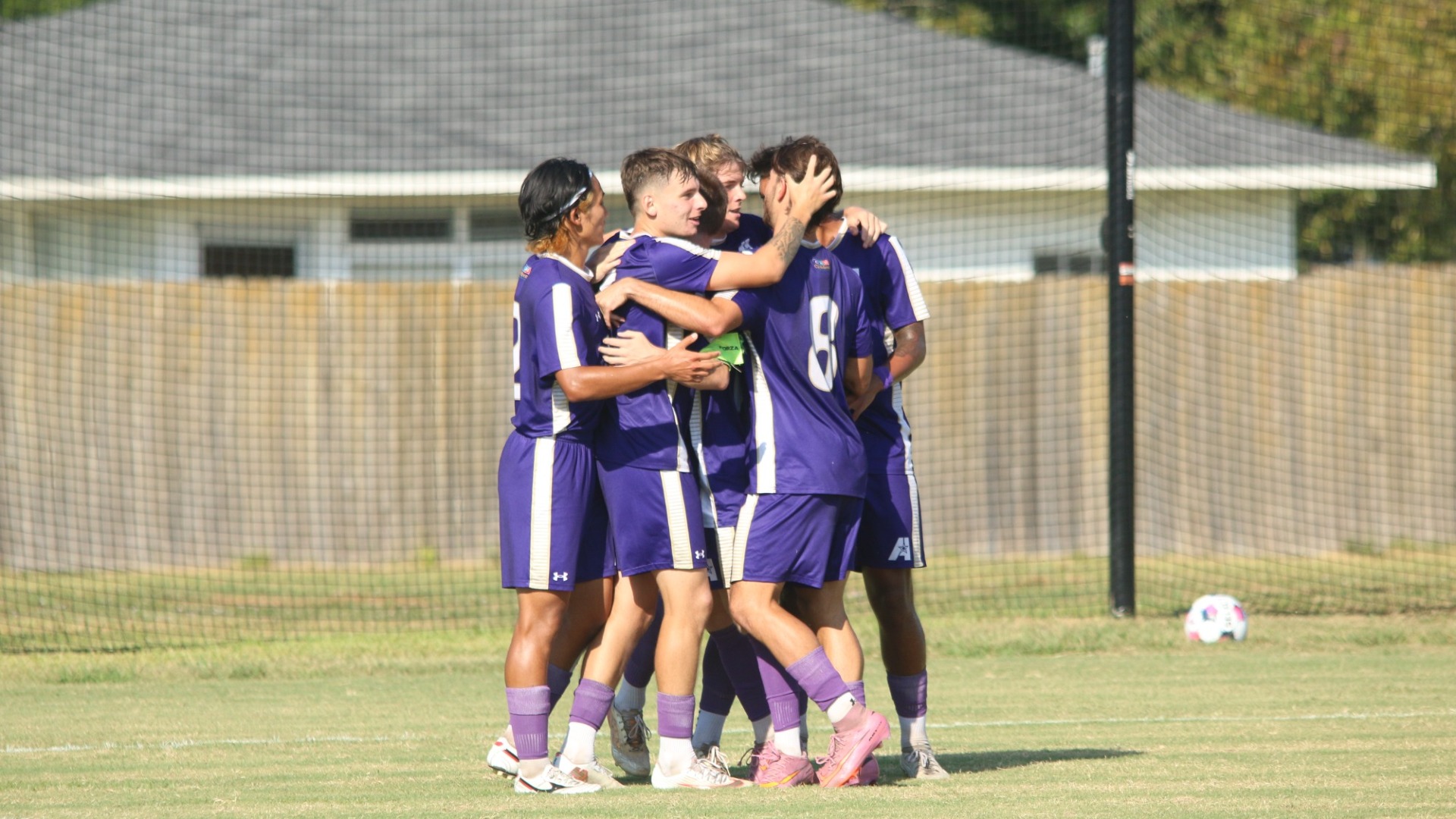 Lucas O'Donnell and teammates celebrate after scoring a goal