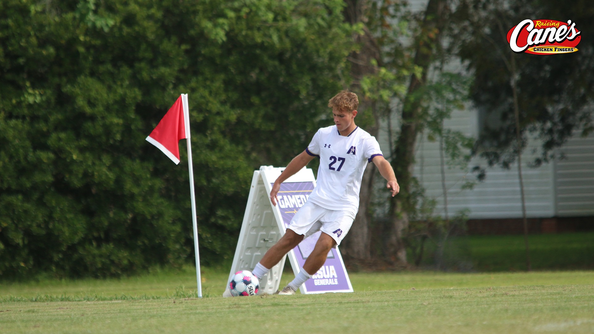 Luke Brown delivers a corner kick during a game