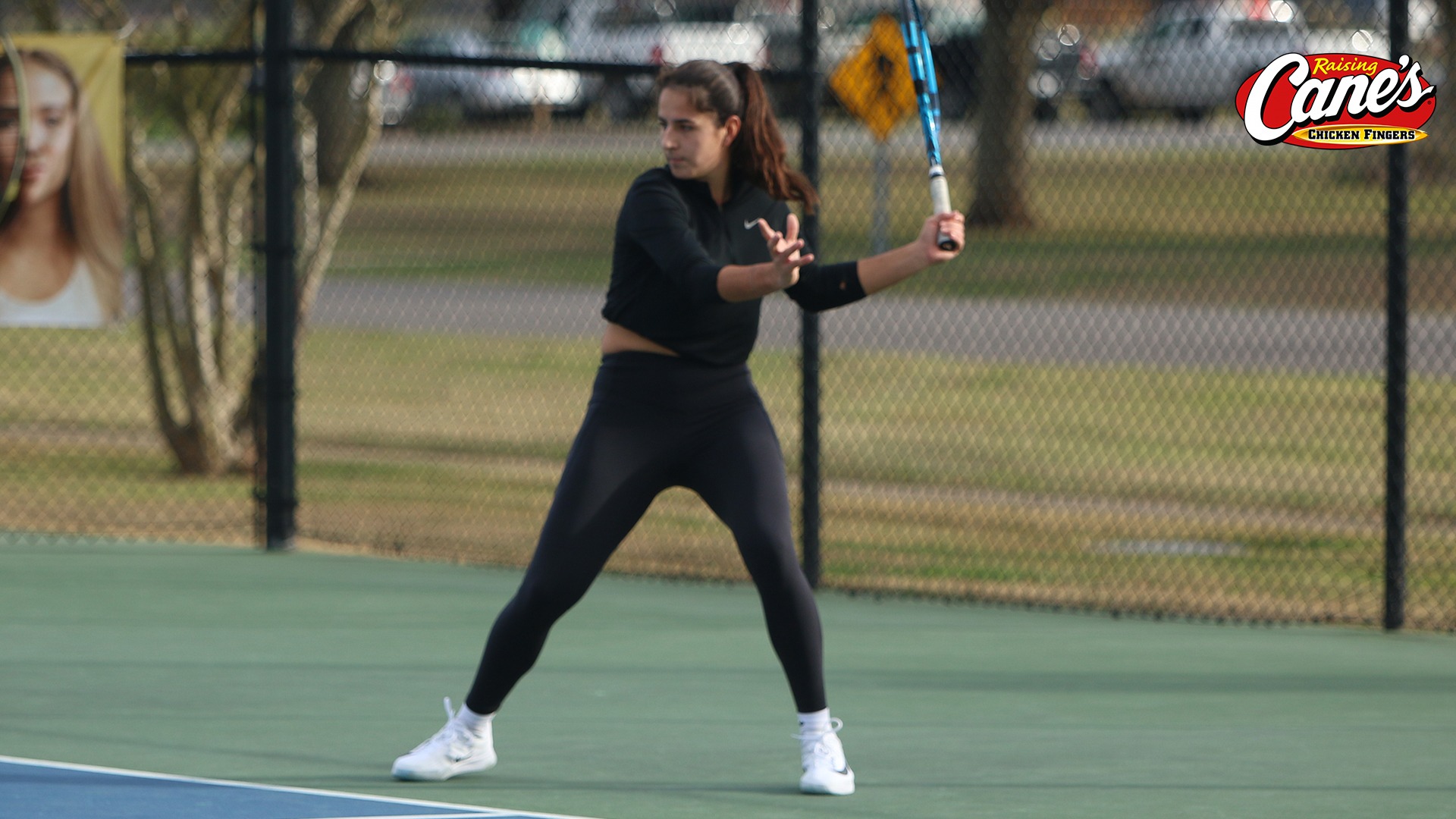 Nahia Echaide returns a ball during practice