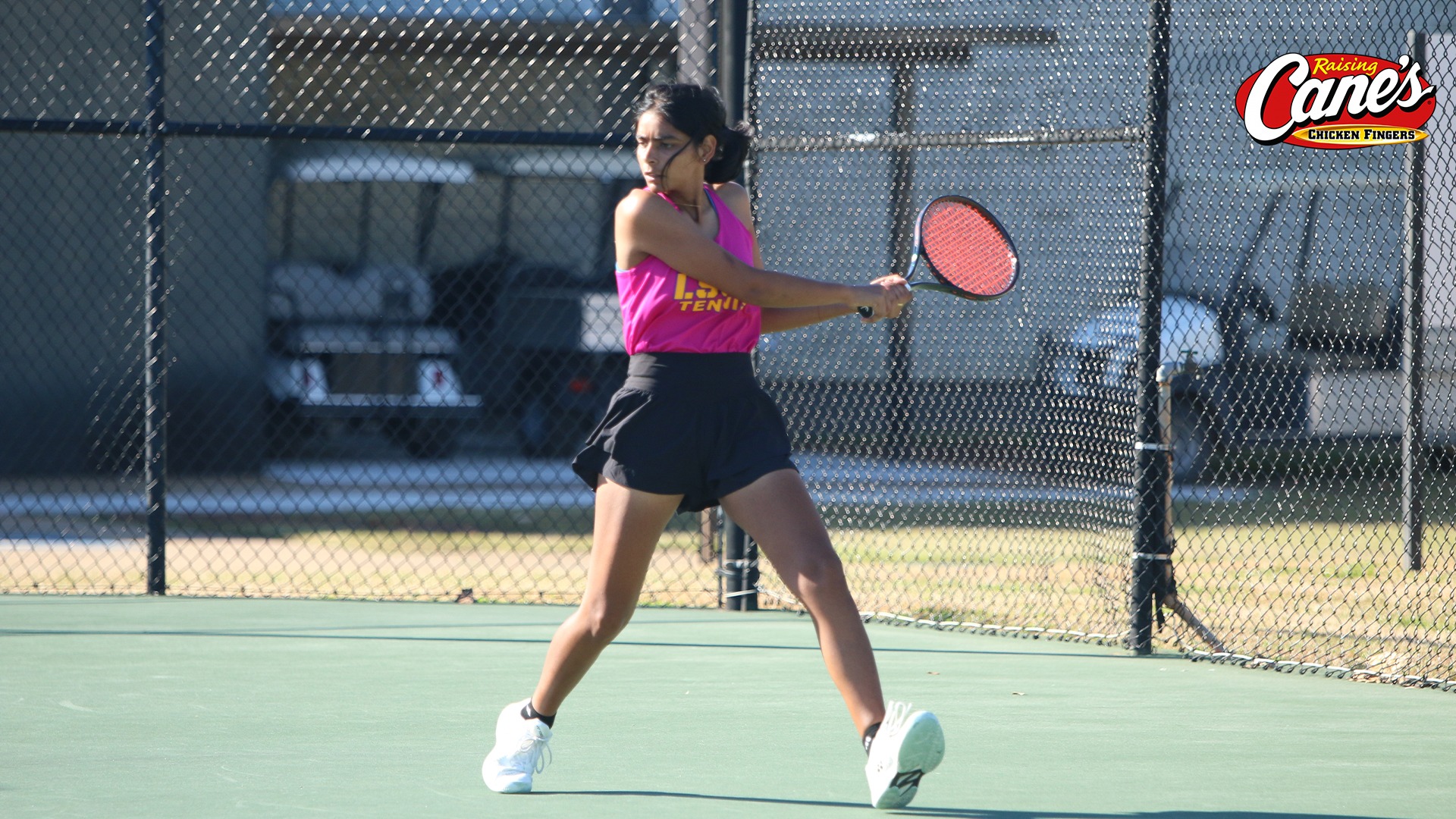Kanu Rajawat returns a ball on her backhand during a scrimmage