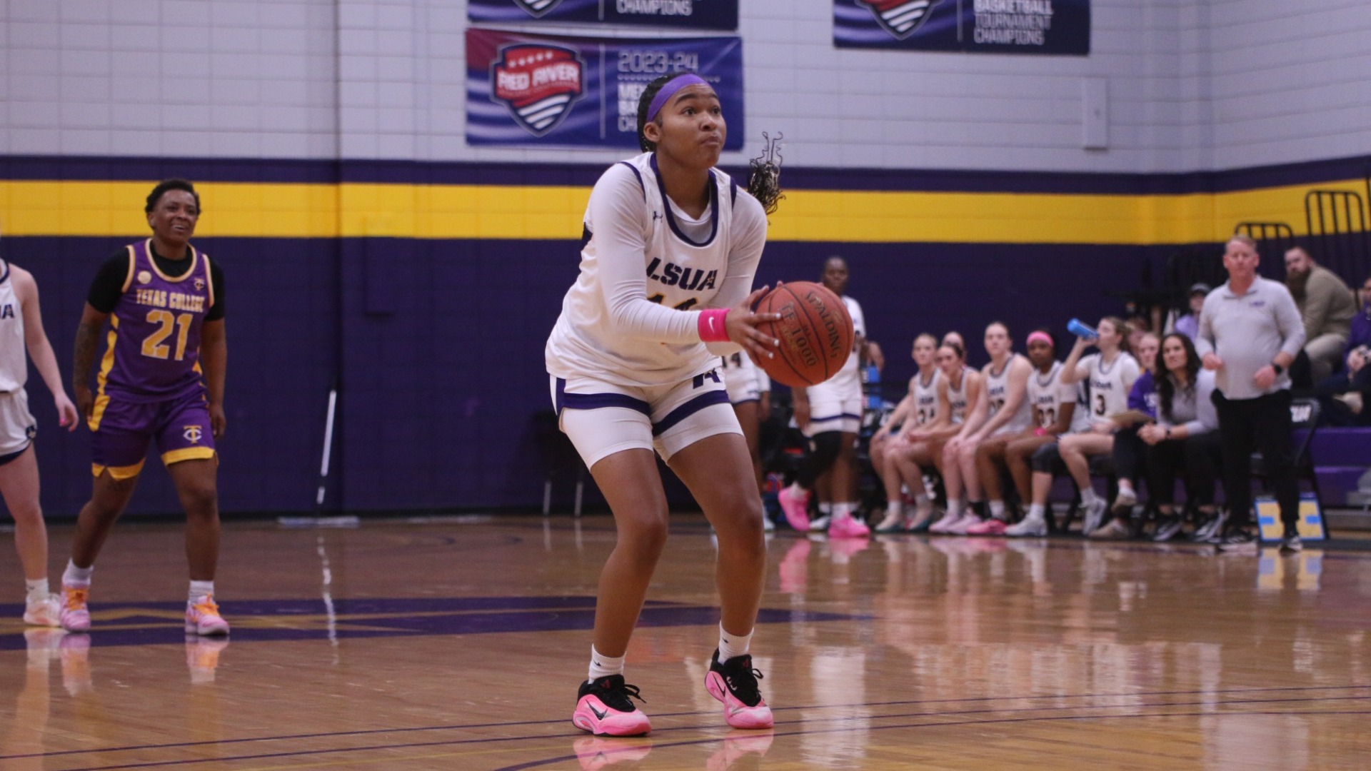 Sydney Person readies for a shot against Texas College