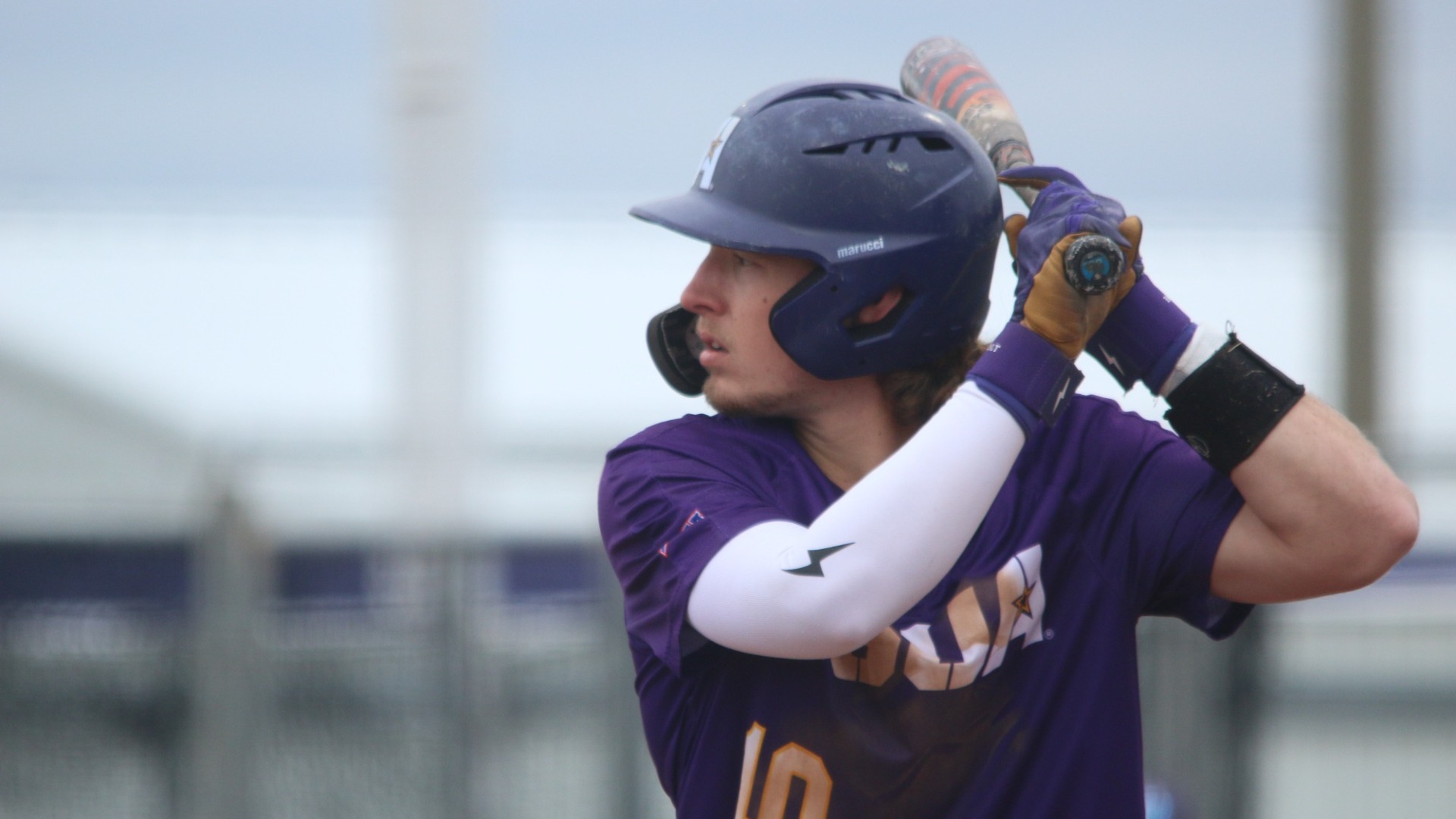Dalton Wilson stands in the box during an at-bat against JMU