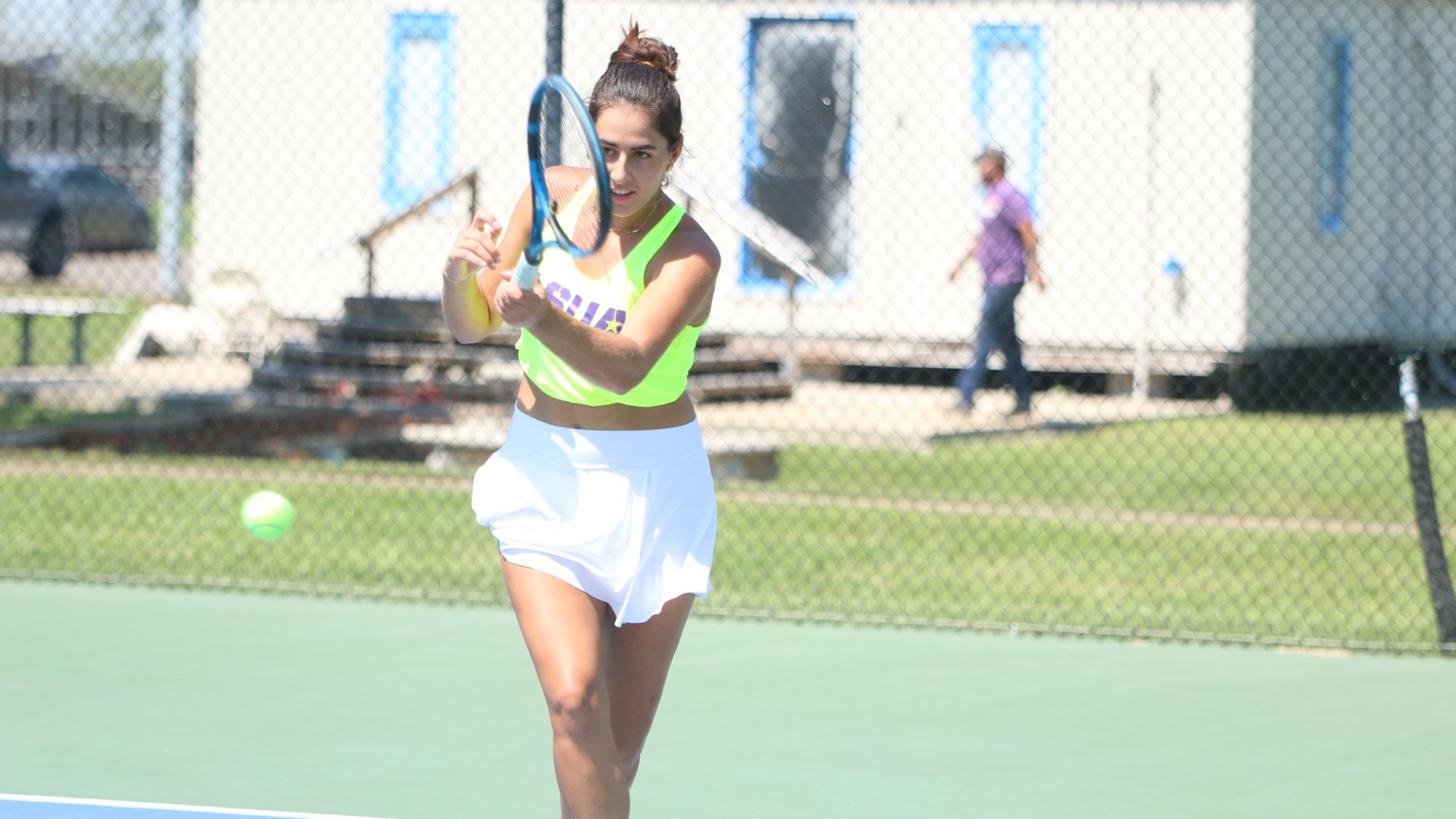 Nahia Echaide prepares to play a ball during practice