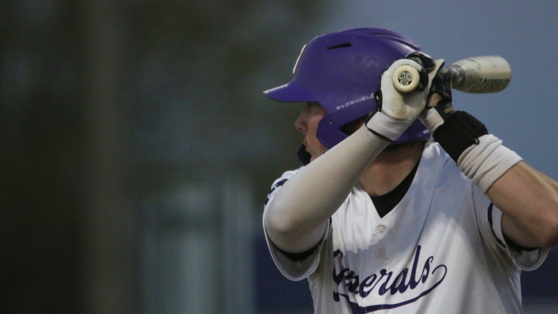 Closeup of Brett Batteford in the box against Texas College