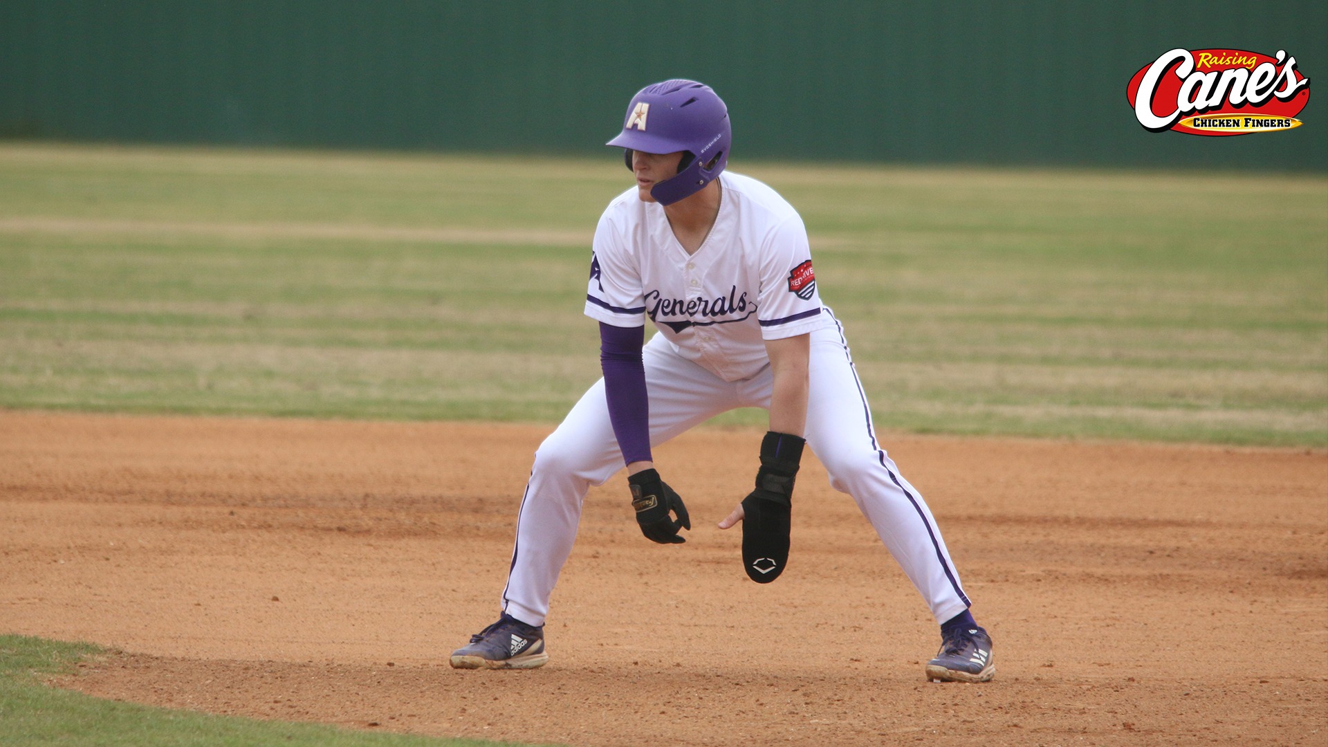Lane Patin takes a lead off of first base during a game