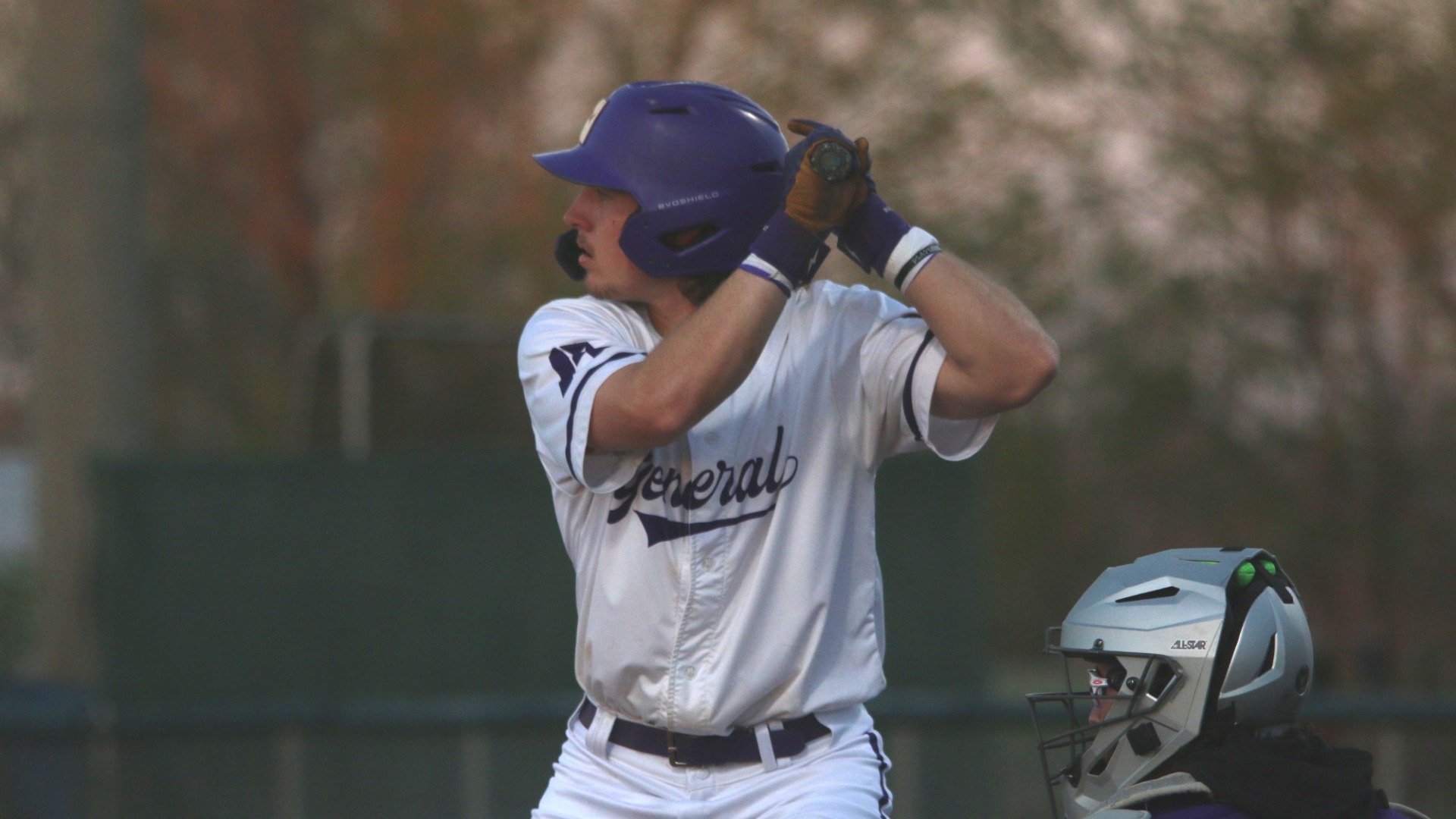 Dalton Wilson stands in the box during a game