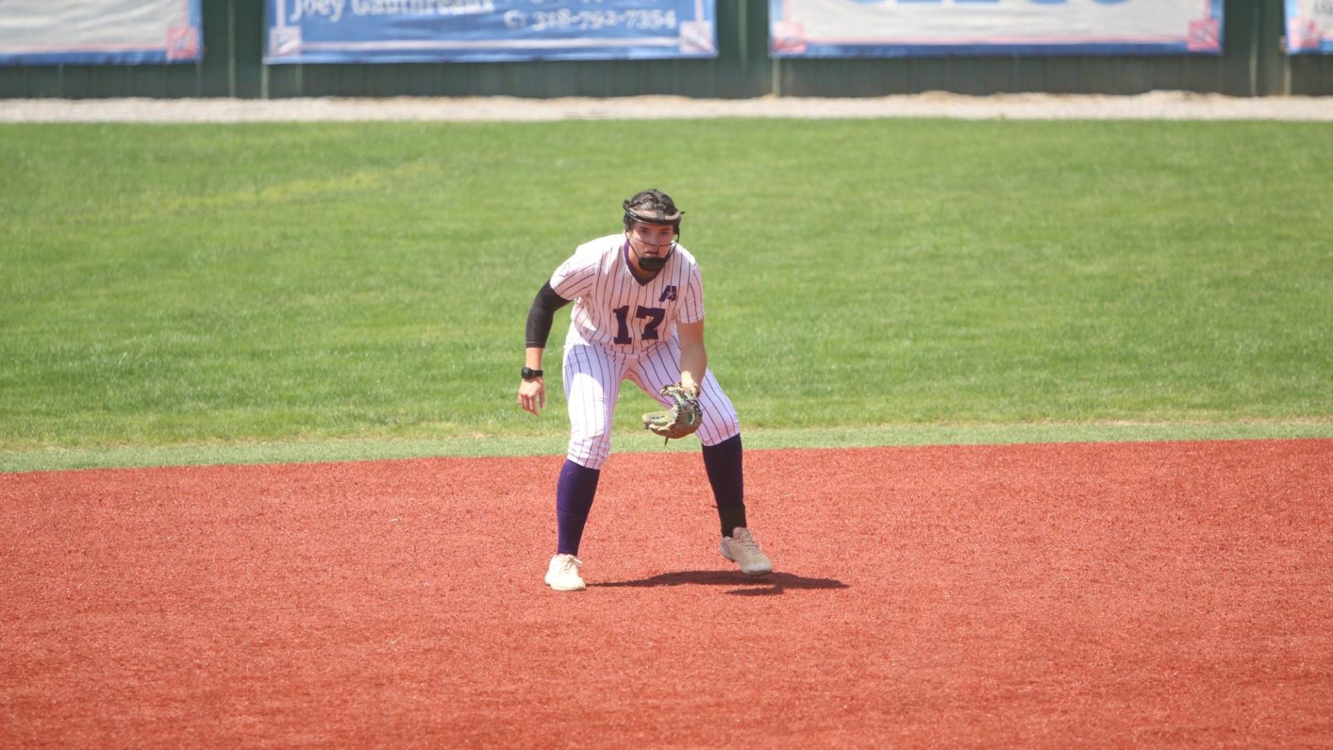 Haley Fontenot readies on defense during the RRAC Softball Championship