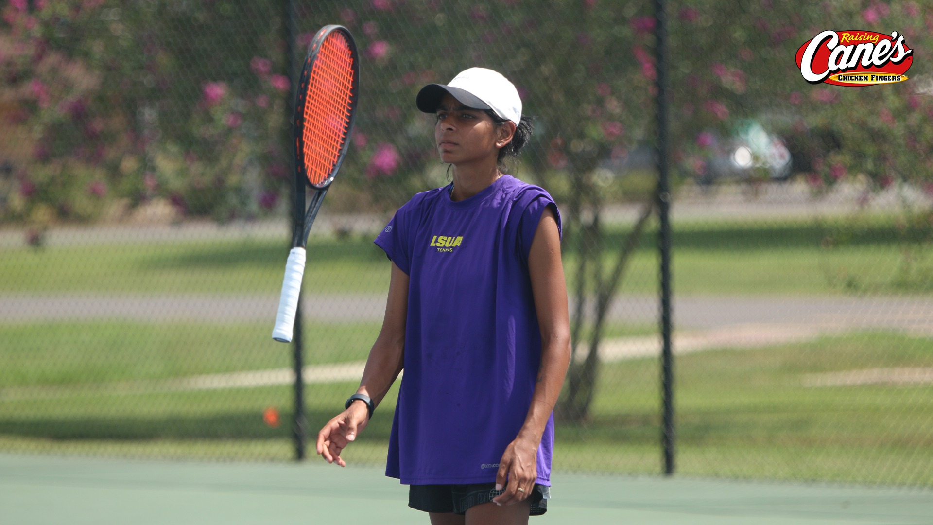 Kanu Rajawat flips her racket during practice