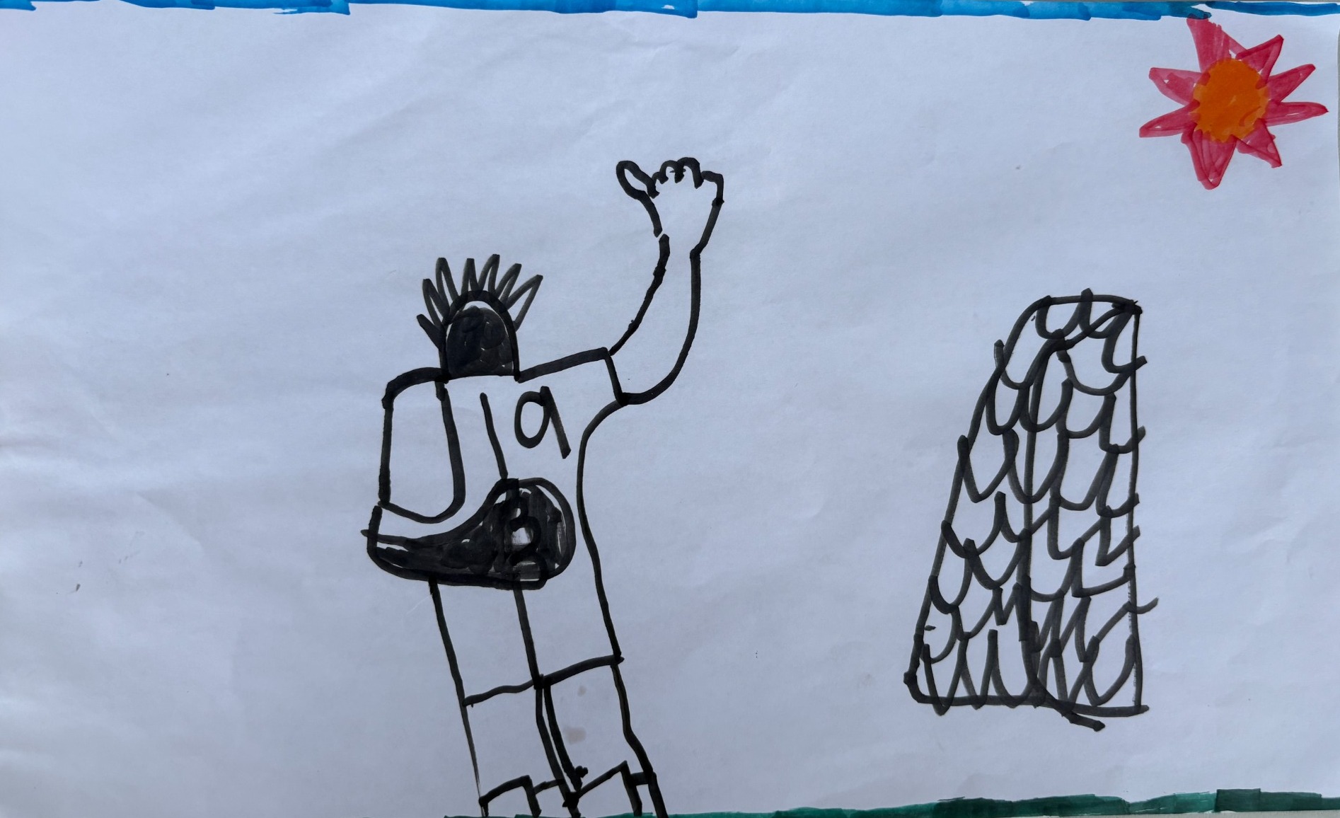 Genis Alcaide Armengol celebrates after scoring (drawn by Maren Unsicker)