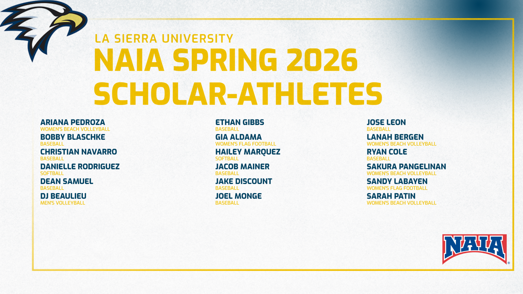 2026 NAIA Spring Scholar-Athletes