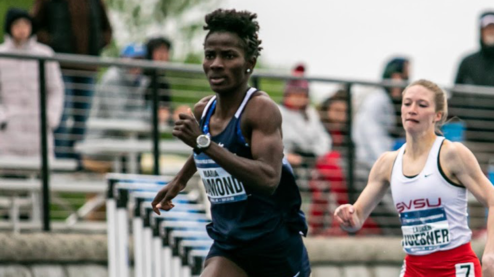 Maria Diamond Winning Prelims of 400m Hurdles