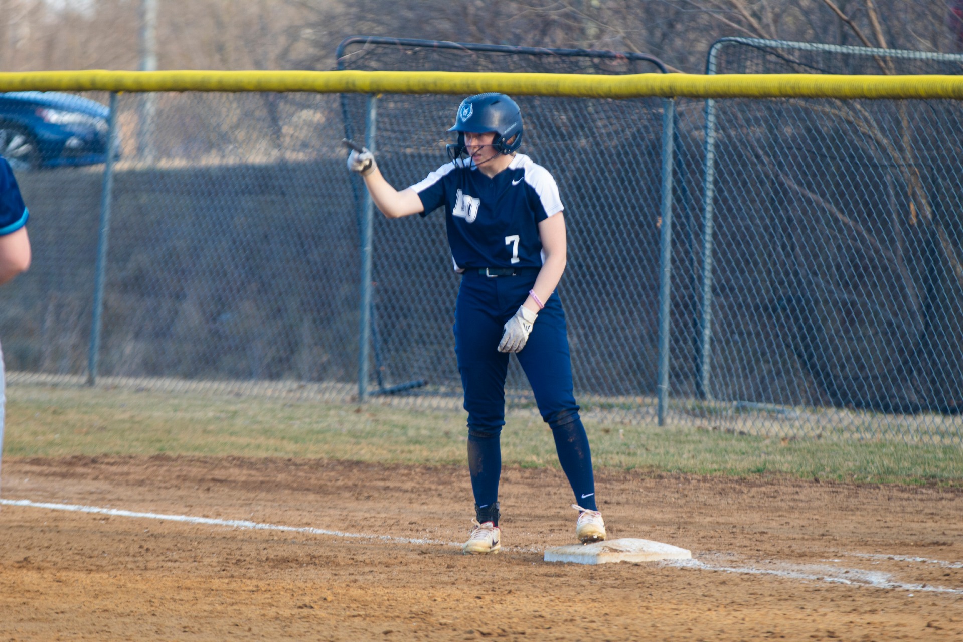 Abbi Conrad Celebrates on First Base