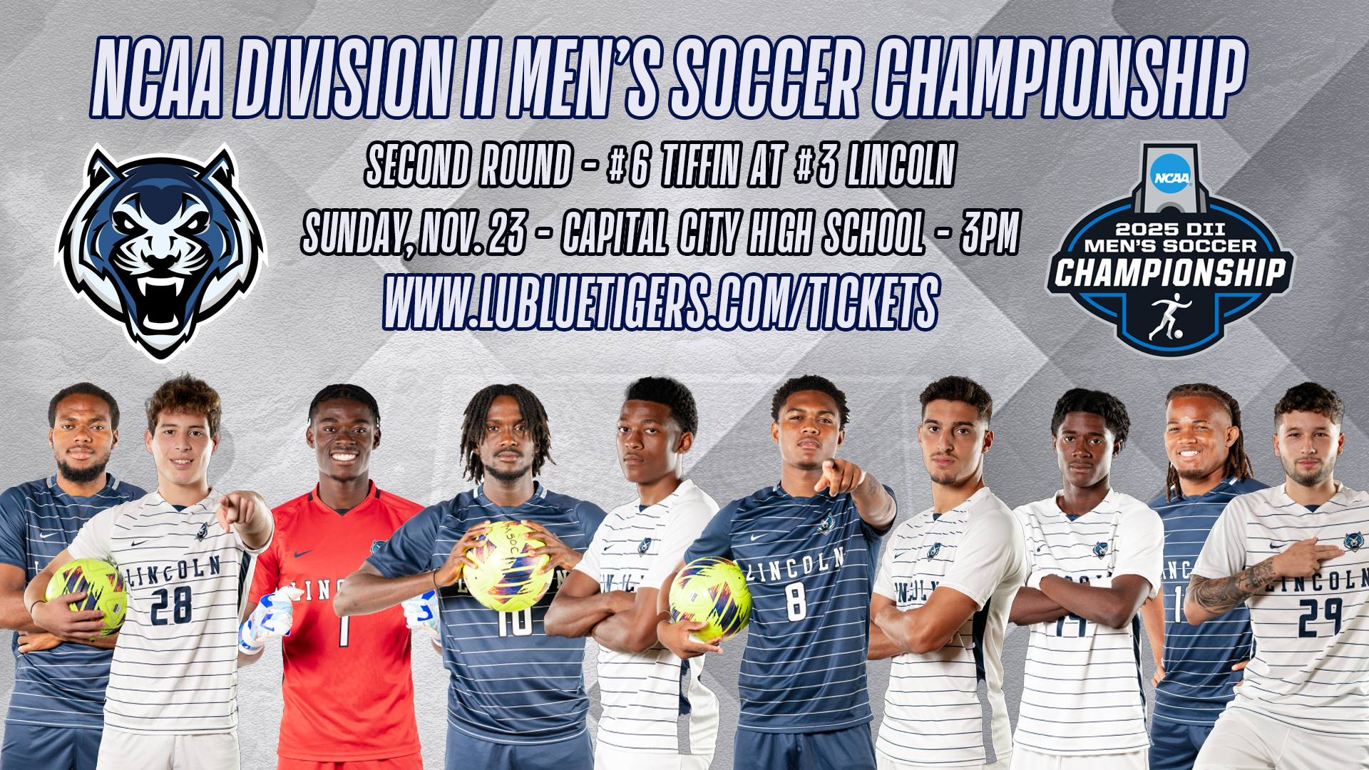 Lincoln Hosts Tiffin in NCAA Division II Men's Soccer Championship Second Round