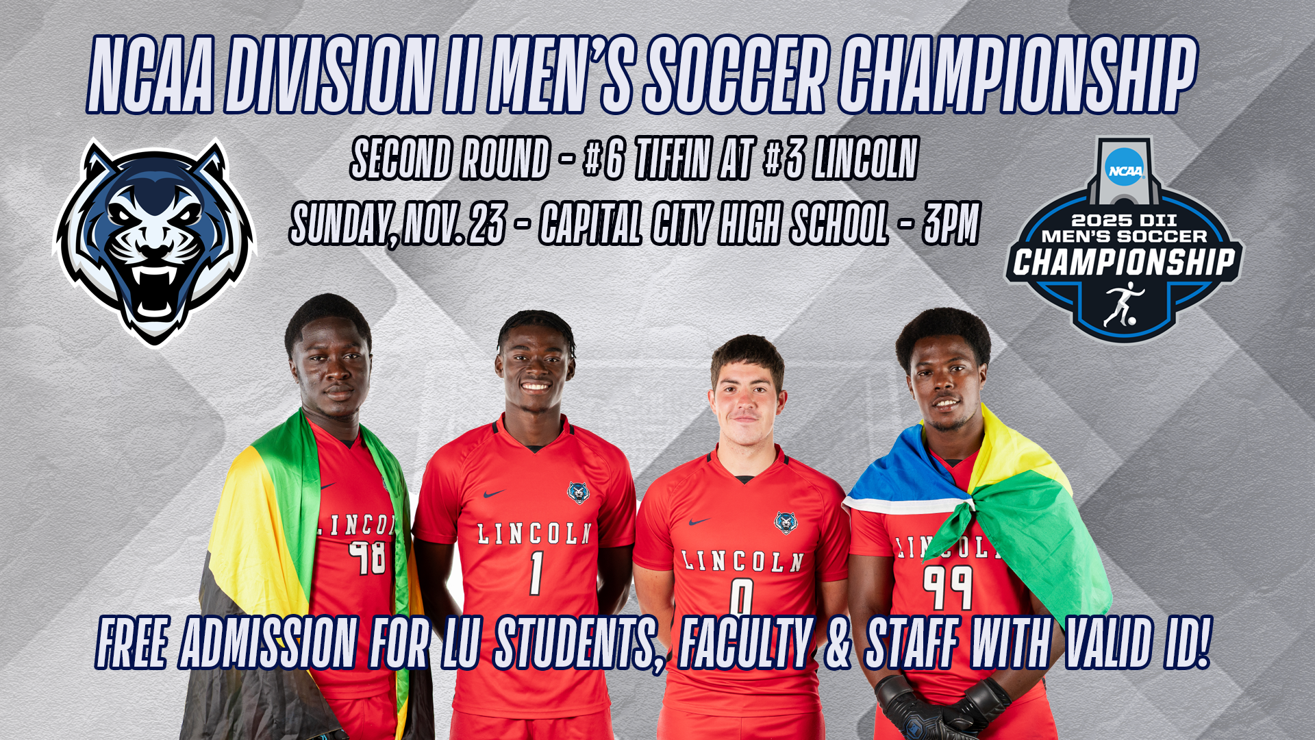 Lincoln Students, Faculty and Staff Receive Free Admission to LU's 2025 Home NCAA Tournament Soccer Match