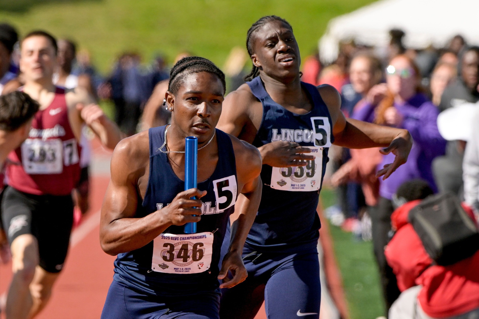 Clinton Laguerre Competes in the 4x400m Relay at the GLVC Championships in 2025