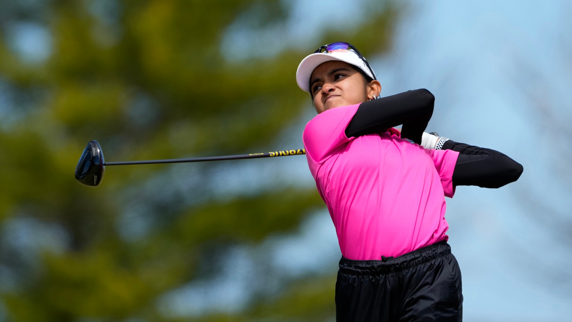 Kaathi Gunasegar Swings Her Golf Club at the 2025 PGA WORKS Championship
