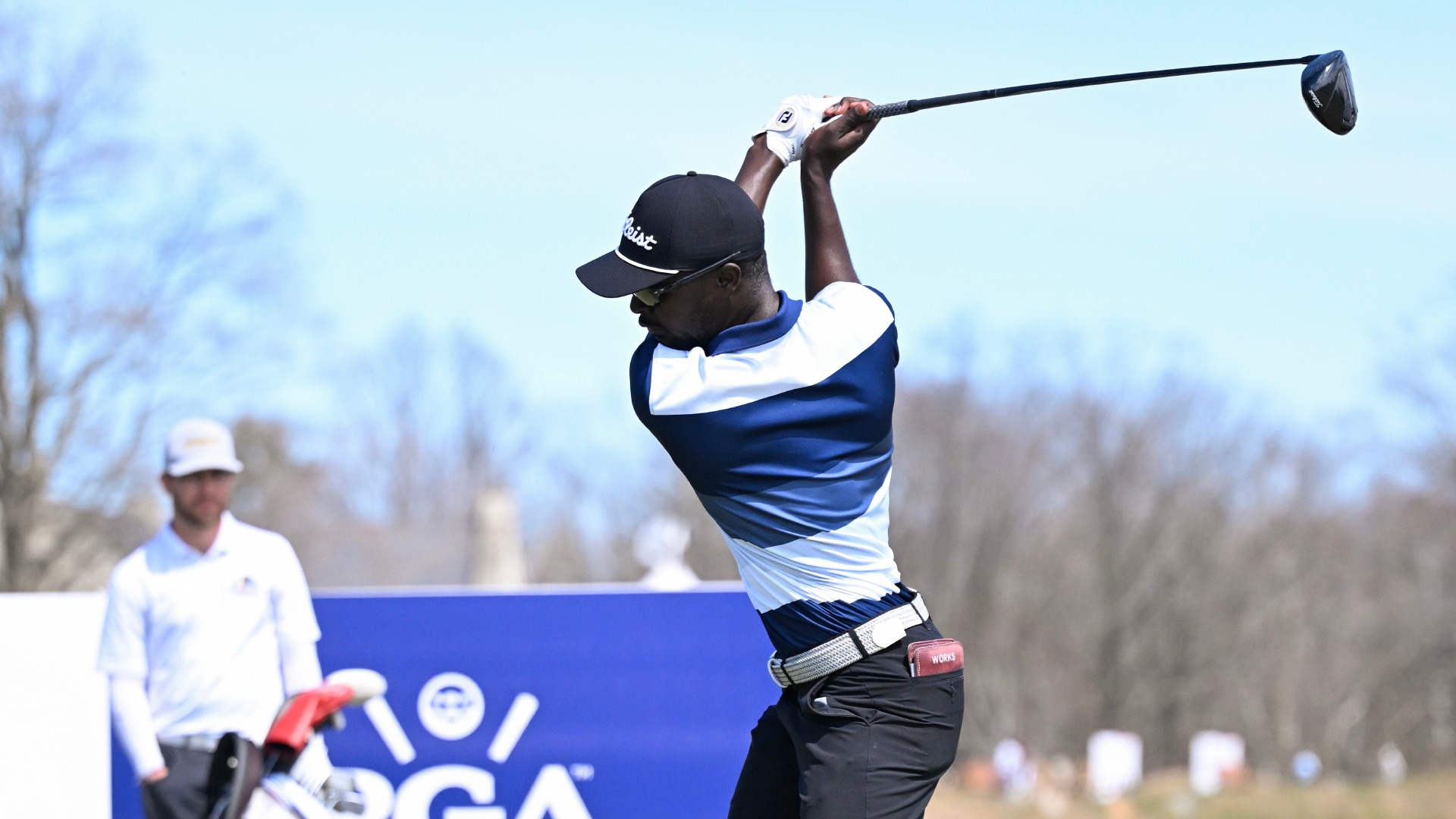 Henry Mwanza Prepares to Hit a Tee Shot at the 2025 PGA WORKS Championship