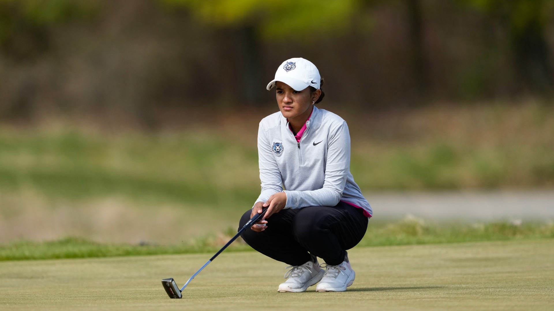 KOHLER, WI - MAY 05: Divyasheni Gunasegar of the Lincoln University of Missouri reads her putt during the first round of the PGA WORKS Collegiate Championship at Whistling Straits on Monday, May 5, 2025 in Kohler, Wisconsin. (Photo by Patrick McDermott/PGA of America)