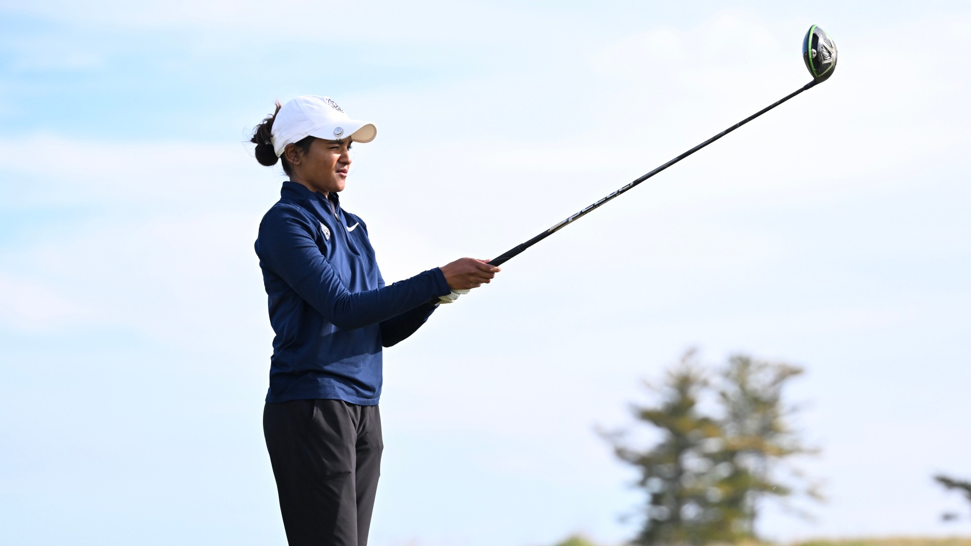 KOHLER, WI - MAY 06: Divyasheni Gunasegar of the Lincoln University of Missouri reads her tee shot on the first hole during the second round of the PGA WORKS Collegiate Championship at Whistling Straits on Tuesday, May 6, 2025 in Kohler, Wisconsin. (Photo by Ryan Lochhead/PGA of America)