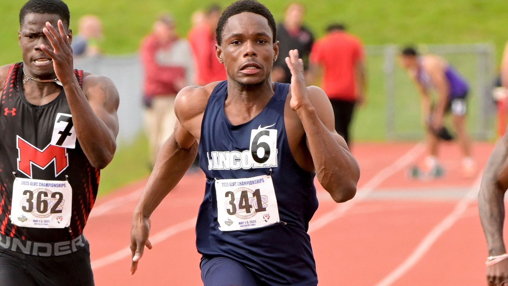 Tajai Duffus Races at the GLVC Championship in 2025