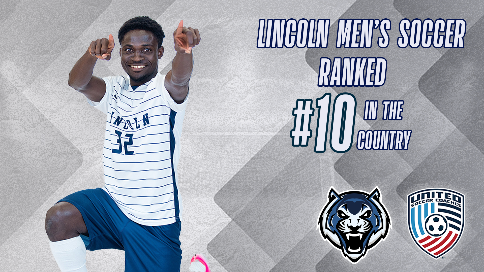 Lincoln Men's Soccer is ranked No. 10 in the country in the United Soccer Coaches Division II Poll