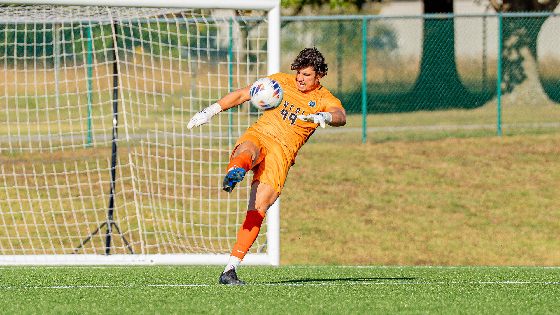 Felipe Mattos performs a goal kick in Lincoln's 3-1 road win over Drury.