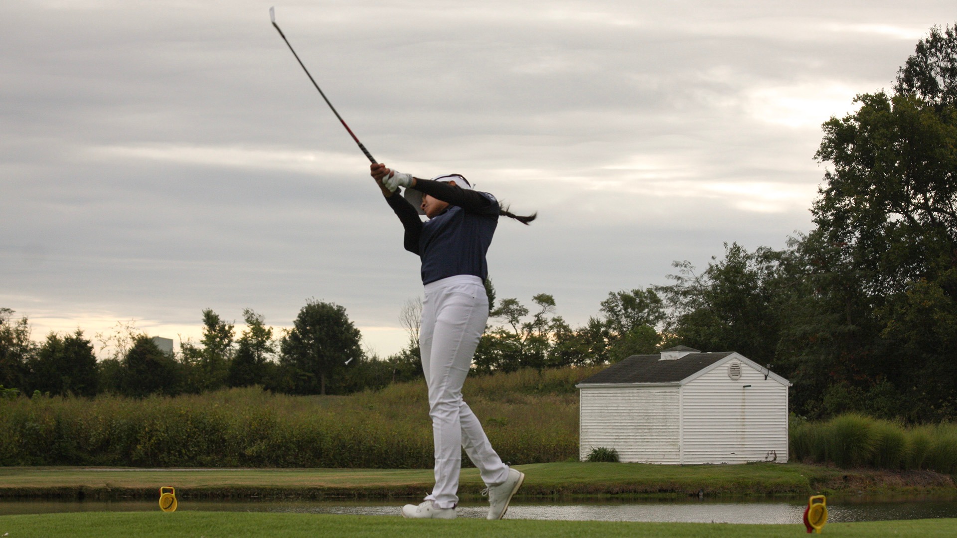 Kaathi Gunasegar swings in a Fall 2026 tournament at Tanglewood Golf Course
