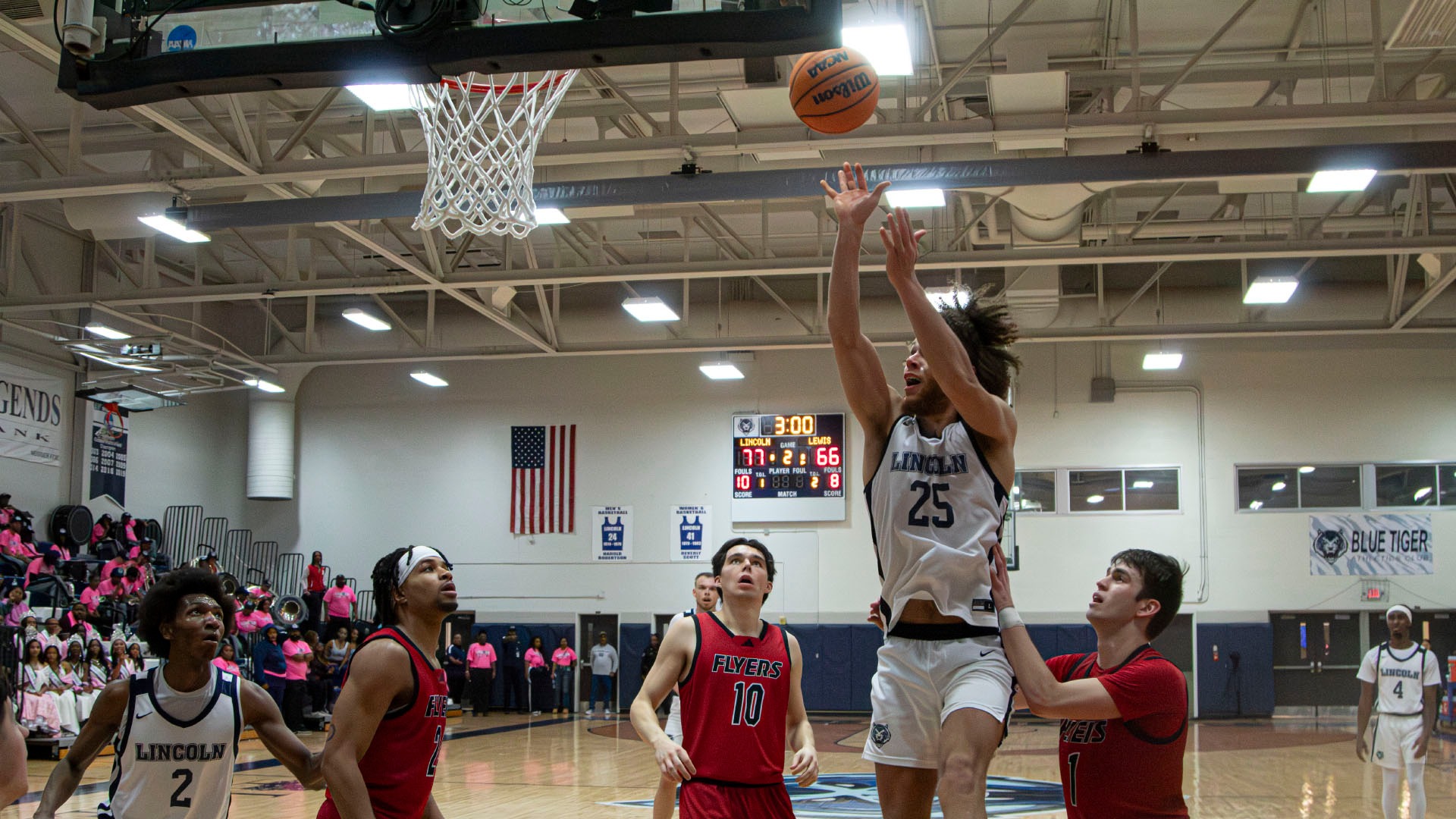 Max Ekono Shoots a Layup in Lincoln's Win Over Lewis in 2025-26