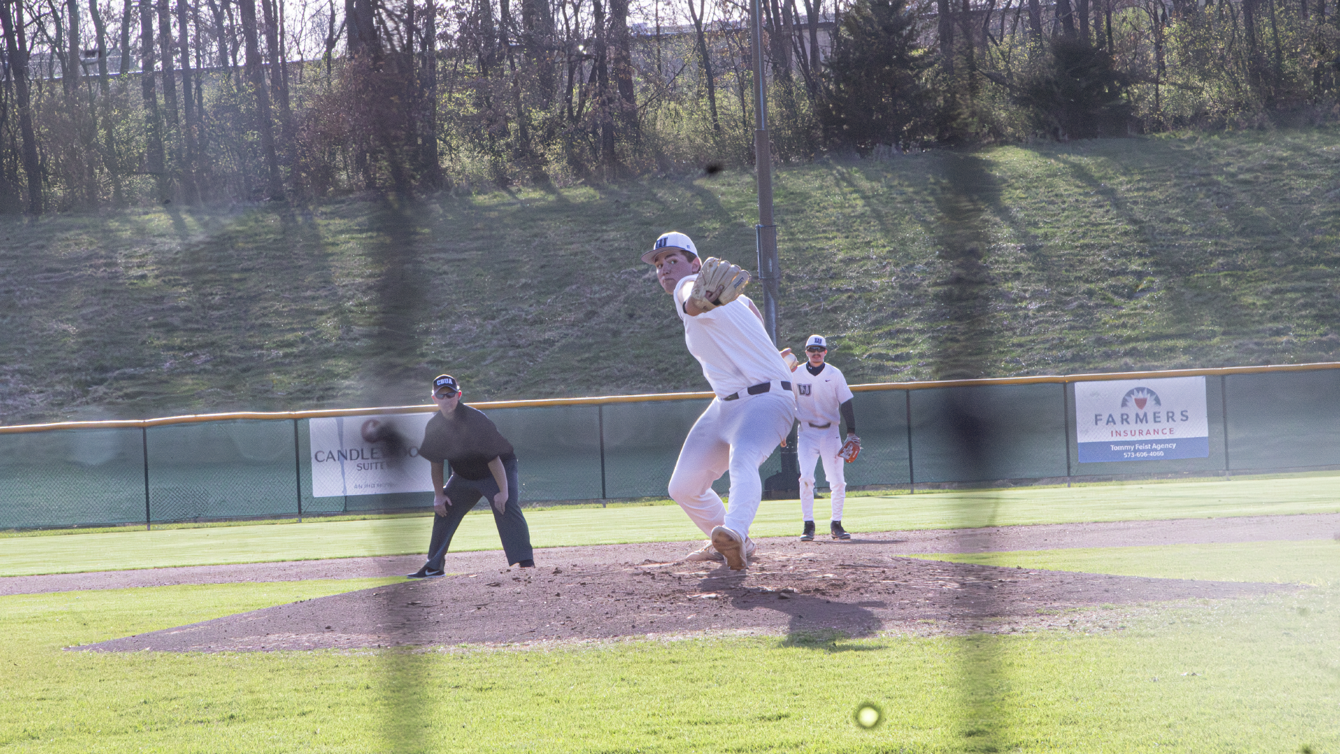 Brody Kleffner Pitches in a GLVC Game at Vivion Field