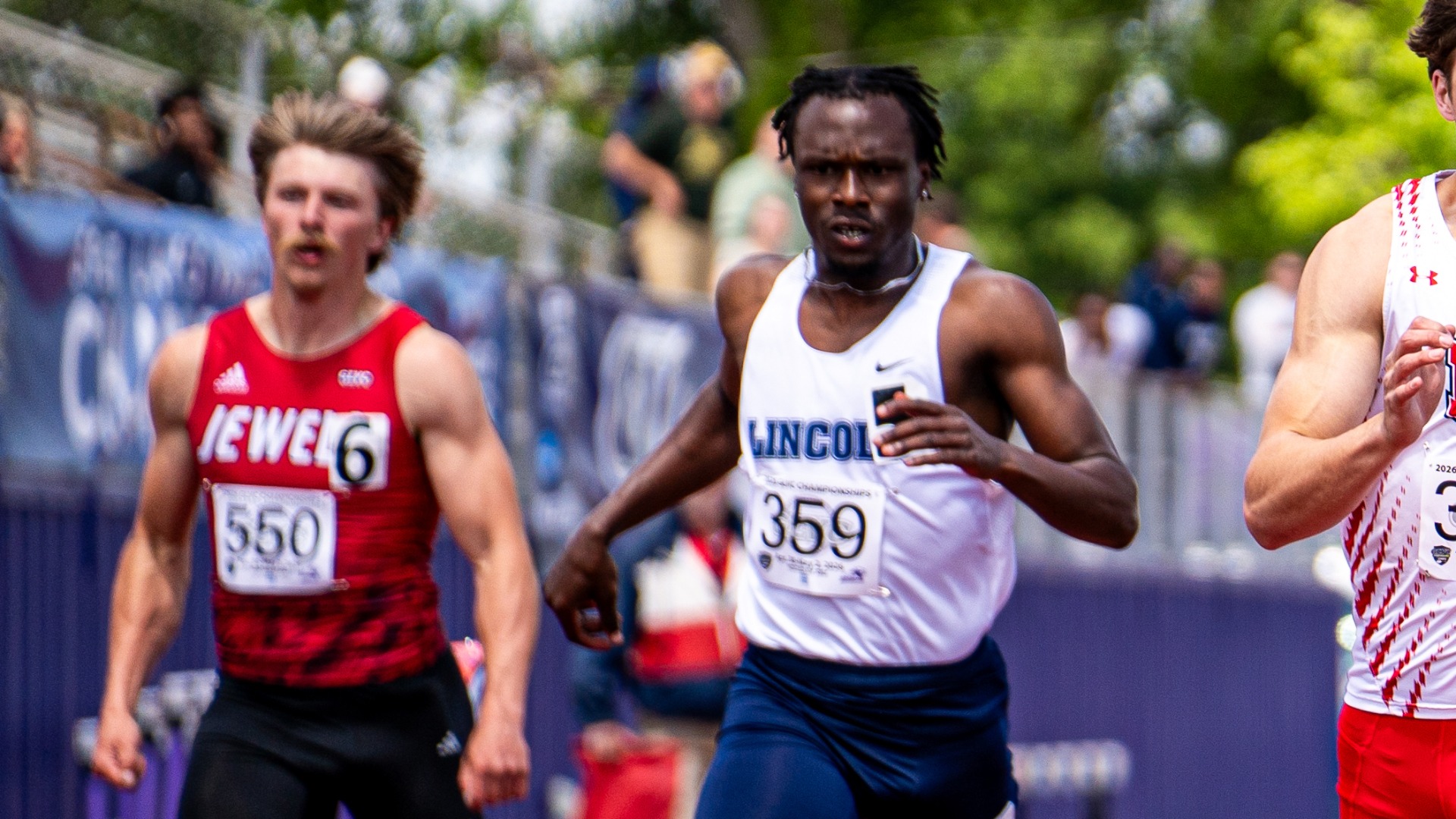 Keano Charles competes at the 2026 GLVC Outdoor Championship Meet