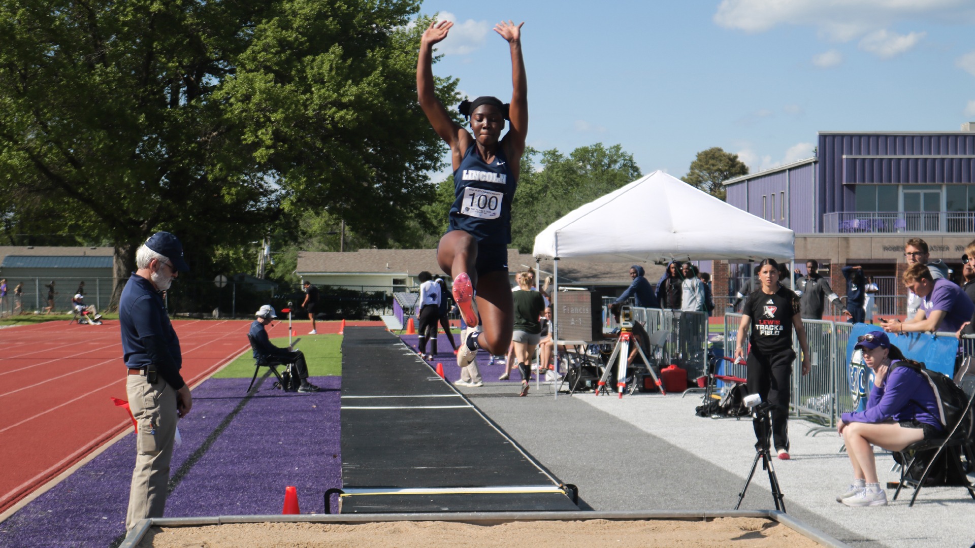 Kimeisha Francis competes in a field event at the 2026 GLVC Outdoor Track & Field Championships.