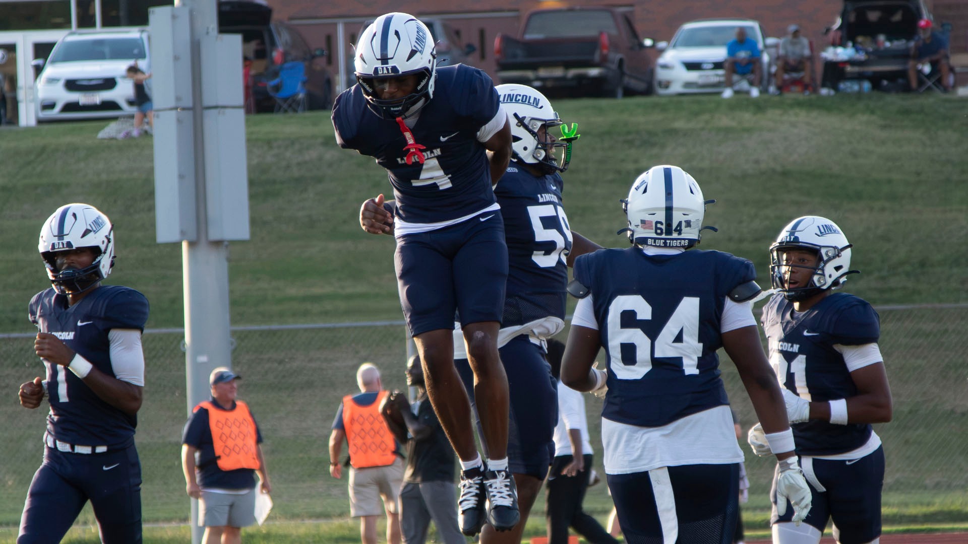 Leonard Butler IV Celebrates After Scoring Lincoln's First Touchdown of the 2026 Season