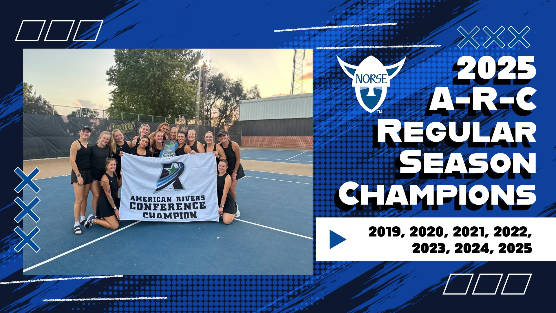 2025 Women's Tennis A-R-C Regular Season Champions Feature Graphic
